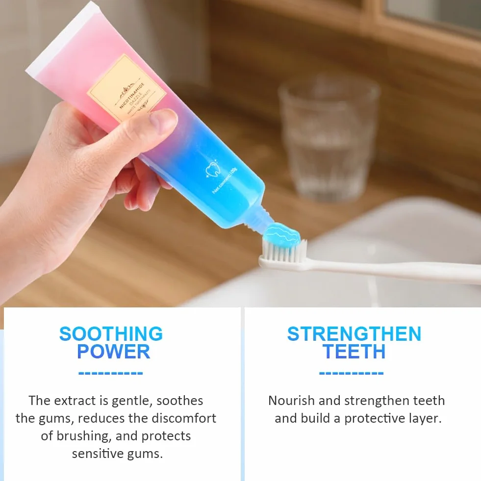 Niacynamid Wybielająca Pasta Do Zębów,100G Wybielająca Pasta Do Zębów Z Nikotynamidem,Niacynamid Wybielanie Toothpaste,Whitening Toothpaste bez fluorku do pielęgnacji dziąseł i świeżego oddechu