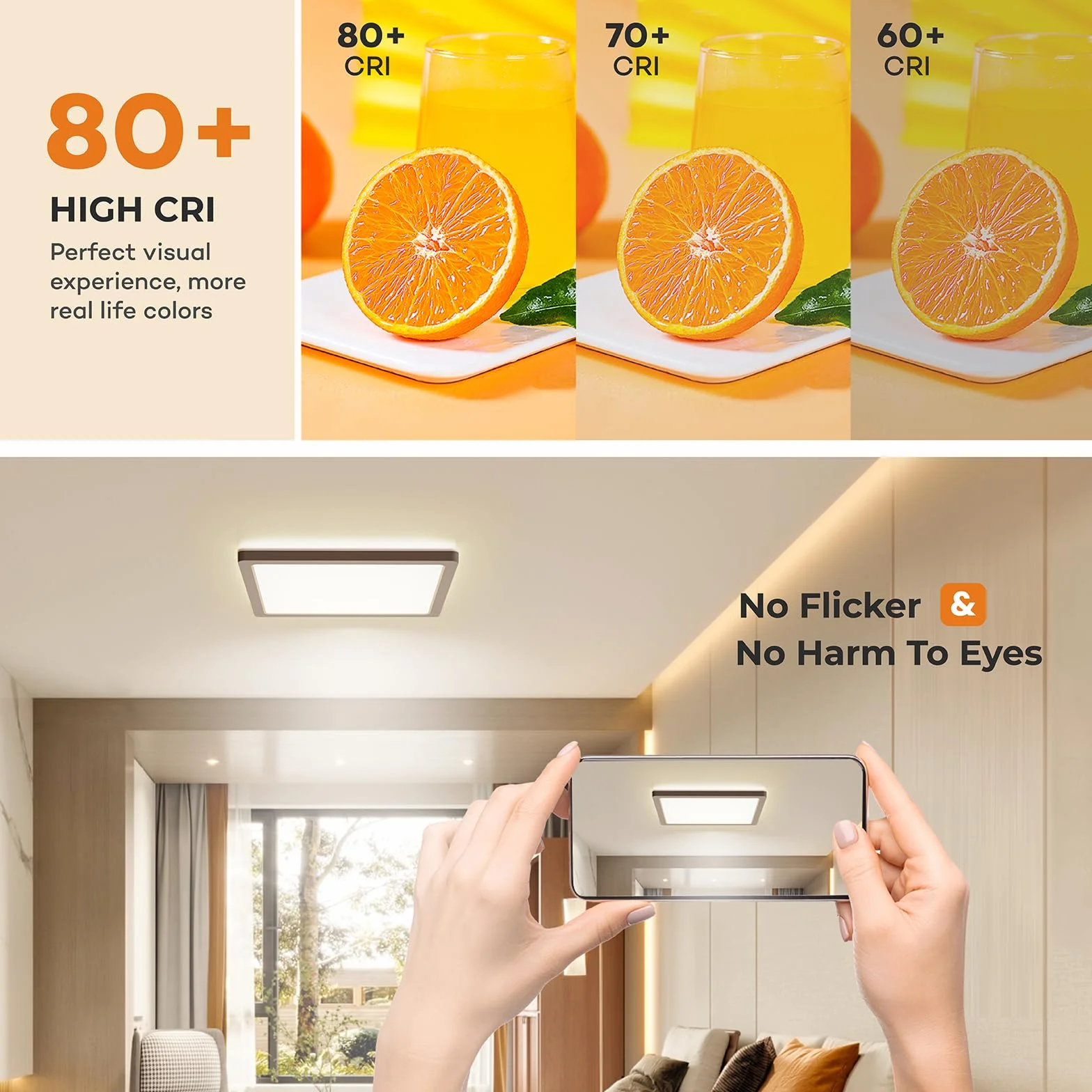 BLNAN LED Sufitowa Lampa, 18W Płaska Lampa Sufitowa Ciepła Neutralna Chłodna Biel 3000K/4000K/5000K, Panel z Podświetleniem, 1800lm do Korytarza, Sypialni, Kuchni, Łazienki, Balkonu, Piętra 22cm