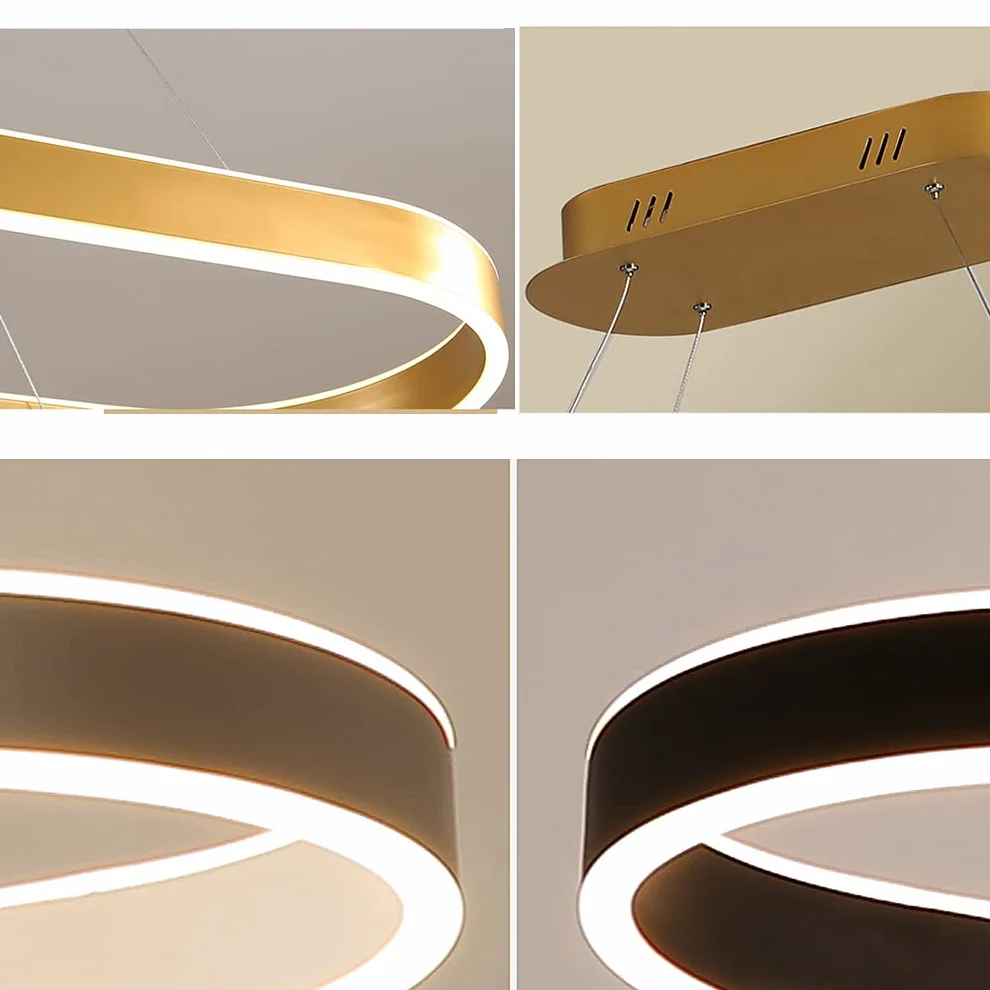 Nowoczesna Lampa Wisząca LED - Owalna, Ściemniana, Z Regulacją Wysokości Do Biura, Salonu, Sypialni, Kuchni, Baru, Jadalni - Dekoracyjna (Brązowa)