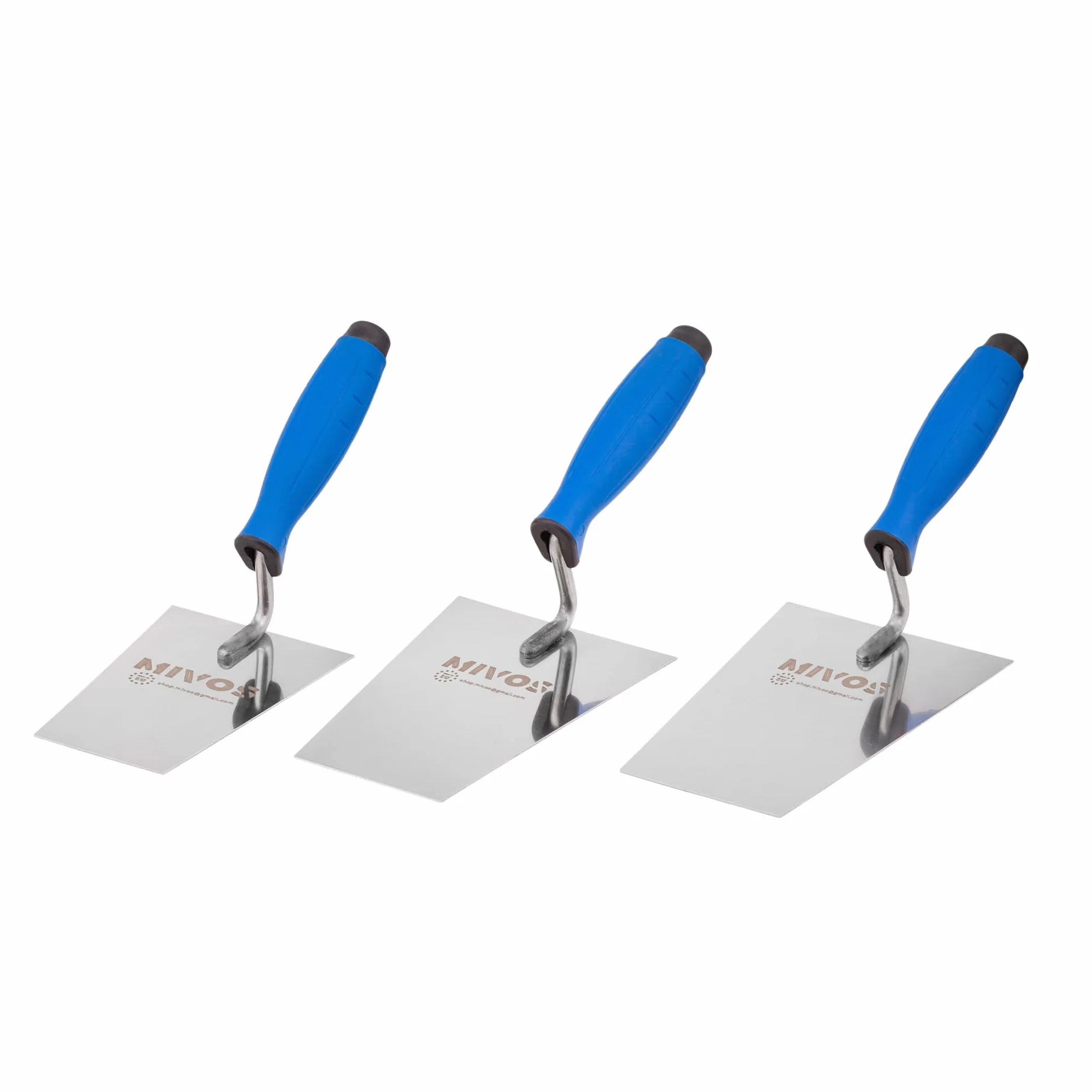 Mivos Kielnia trapezowa ze stali nierdzewnej 180 x 80 mm/nierdzewna kielnia trapezowa 180 mm z gumowym uchwytem/sztukatorem, kielnia do muru/trapezu, kielnia tynkowa, wyprodukowano w UE