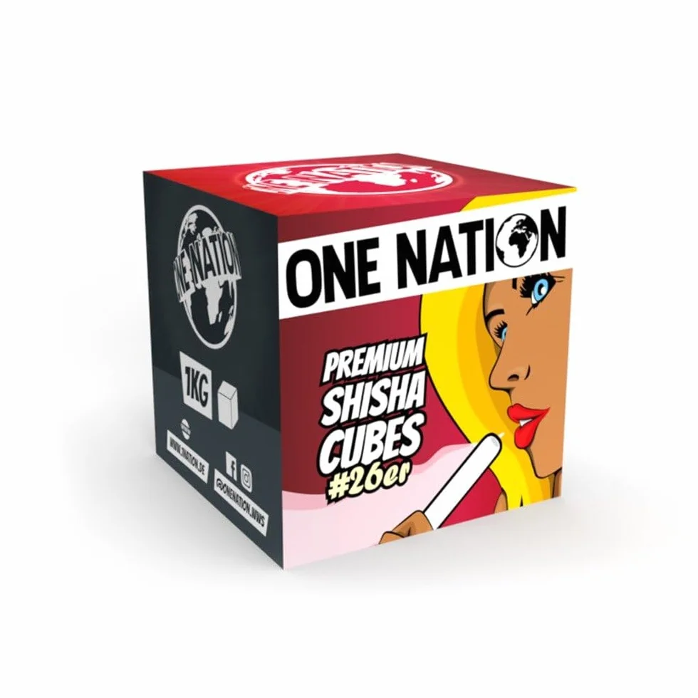ONE NATION | Premium 26 węgielków kokosowych do sziszy, węgiel naturalny, Hookah Charcoal Shisha ze 100% misek kokosowych – maks. czas palenia 120 minut | wysoka temperatura | bez smaku własnego i