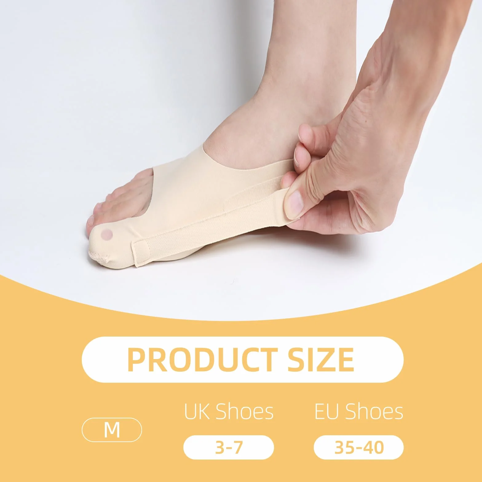 1 para ortopedycznej opaski korekcyjnej na hallux valgus, korekcja palca wielkiego, rozmiar M, Bunion Sleeve na prawą stopę, korekcja dużego palca i palca młotkowatego, regulowana opaska na stopę dla