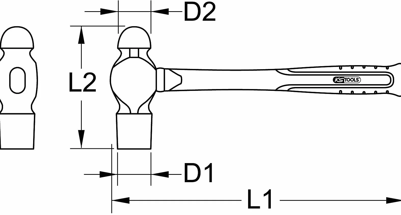 KS Tools 963.0326 BRONZEplus Młotek ślusarski, 600g, model angielski