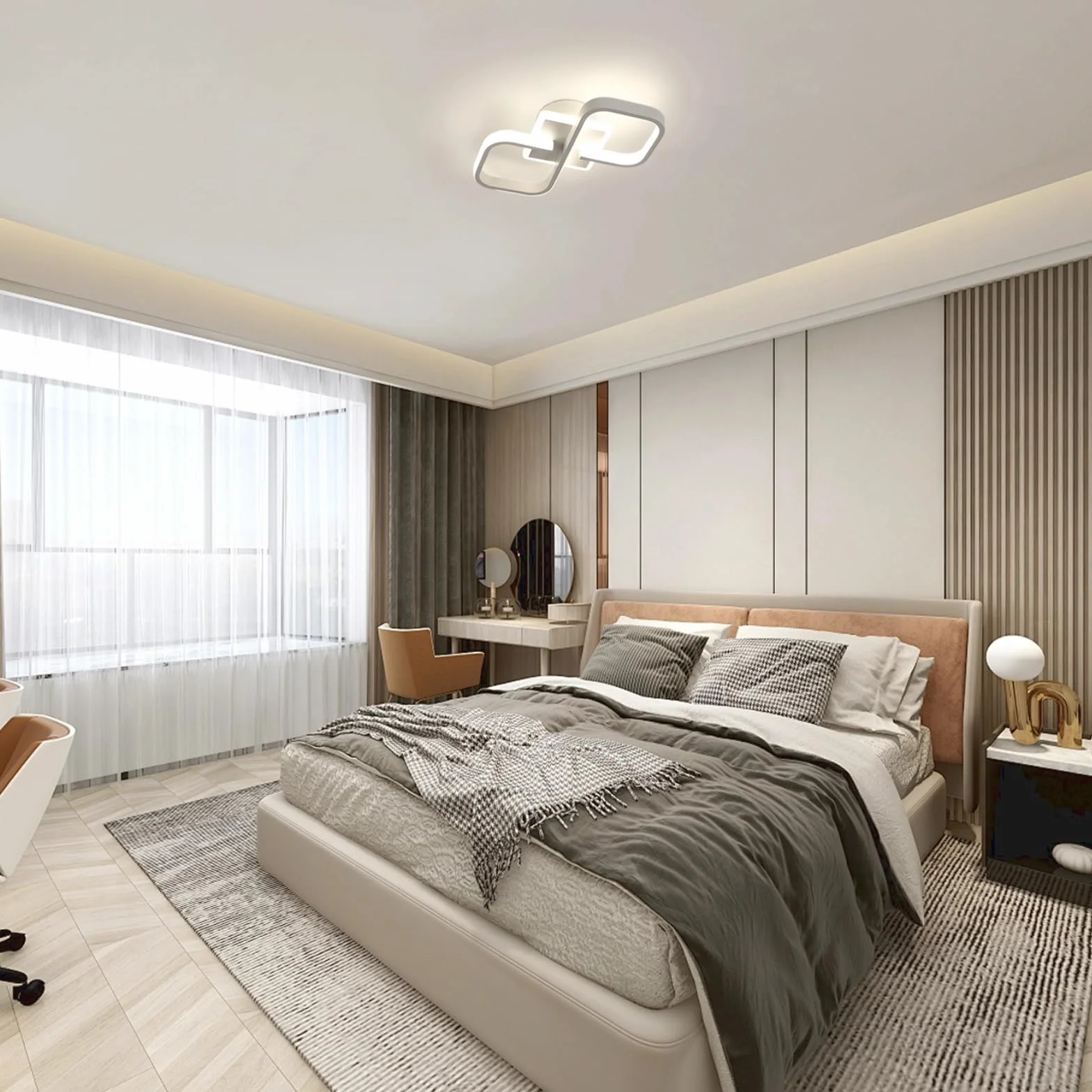 Comely Nowoczesny Kwadratowy Plafon LED, 36W 4050LM 40.5cm Lampa Sufitowa LED, Biała Akrylowa Wewnętrzna Oprawa Sufitowa Do Sypialni, Salonu, Korytarza, Światło Naturalne 4500K