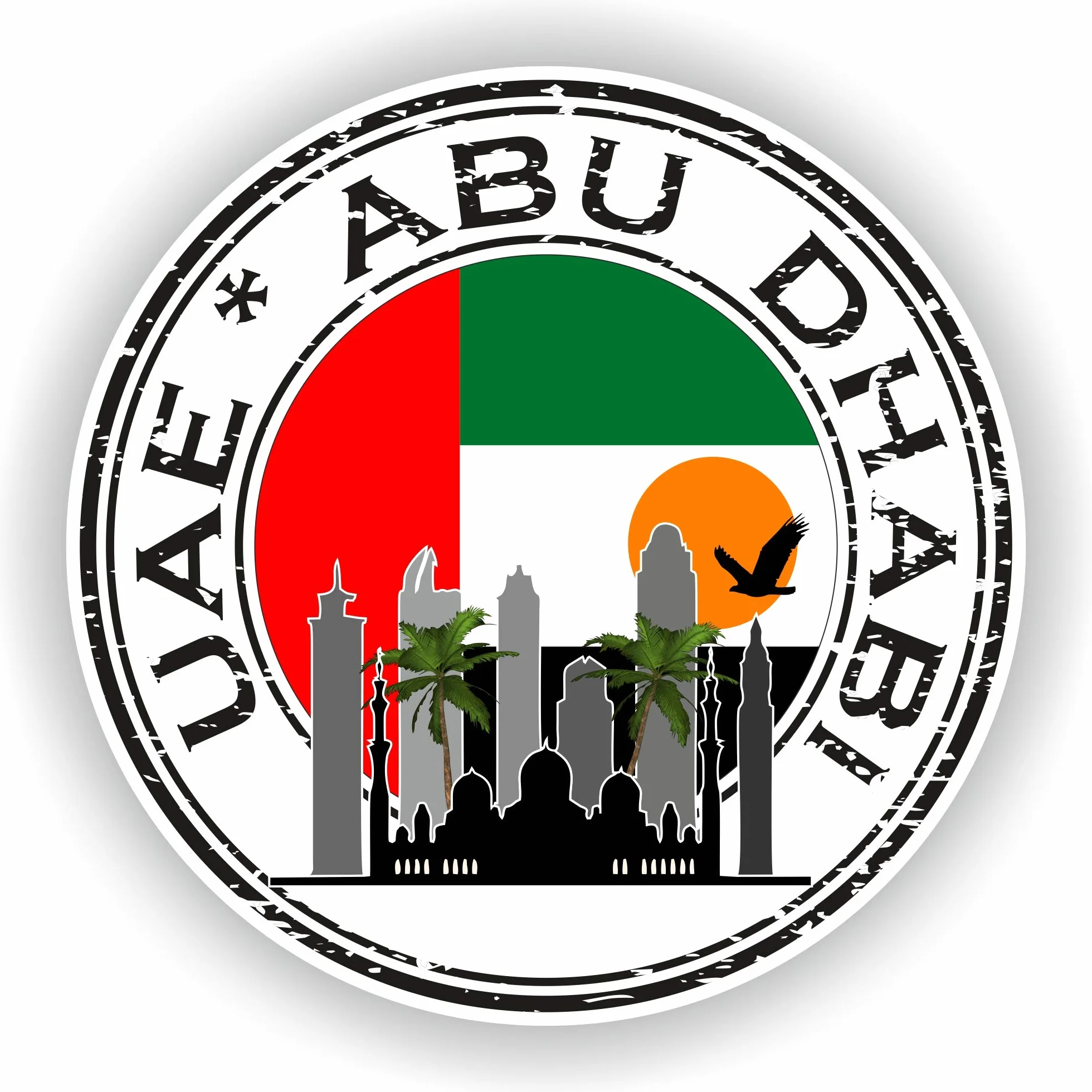 1 x okrągła winylowa wodoodporna naklejka z UAE Abu Dhabi - 5 cm