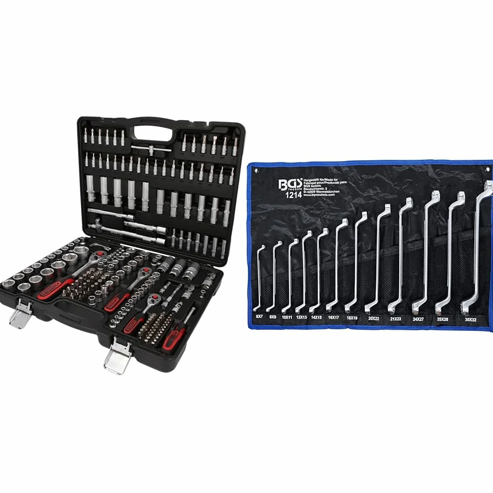 KS Tools 917.0779 1/4"+3/8"+1/2" Zestaw Kluczy Nasadowych, 179-szt & BGS 1214 | Zestaw kluczy oczkowych dwustronnych | wygięte | 6 x 7-30 x 32 mm | 12 szt.