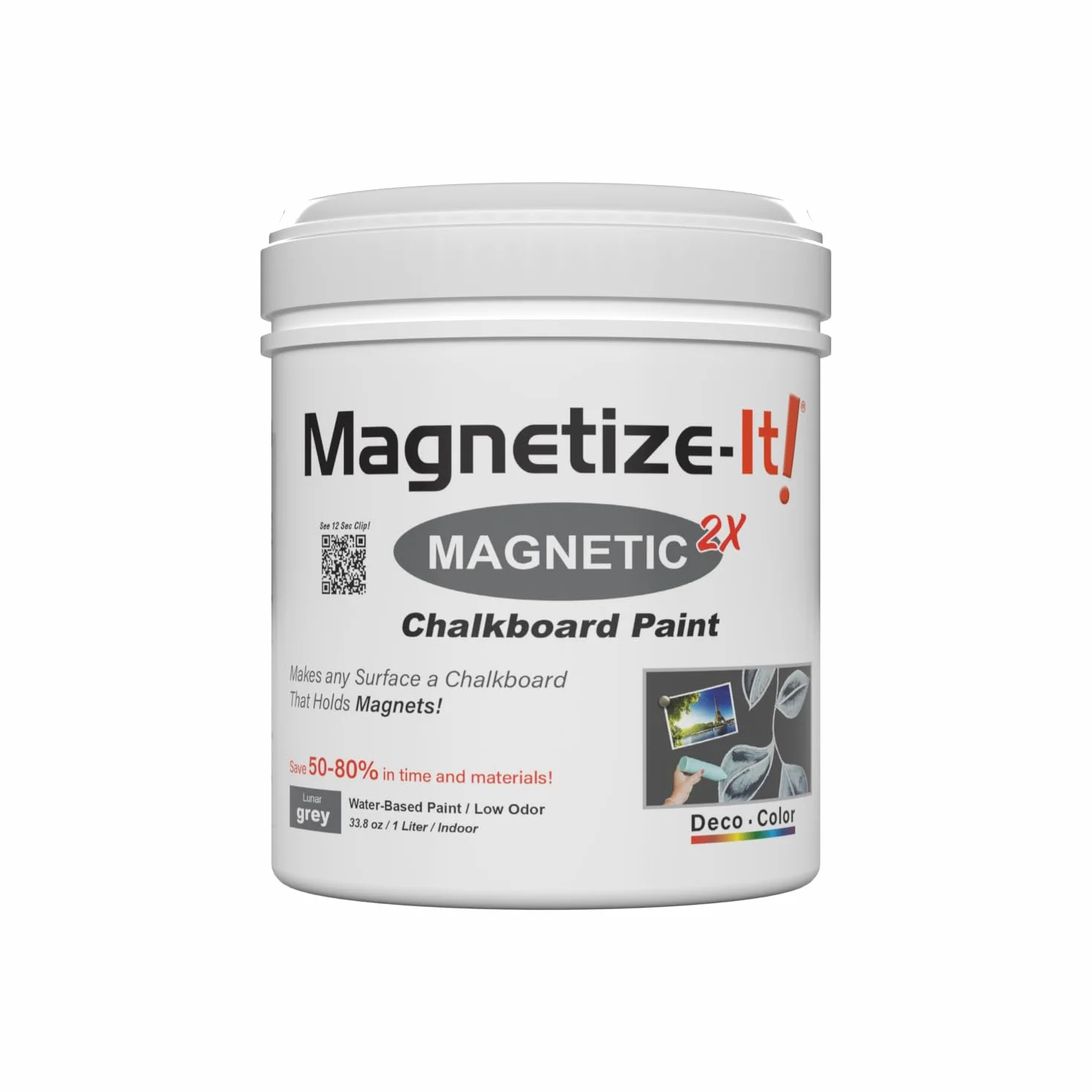 Farba magnetyczna, bardzo mocna, nadaje się do malowania kredą i magnesem (szara, 1000 ml) - farba tablicowa magnetyczna na ścianę ok. 3 m² - magnetyczna farba ścienna - lakier tablicowy