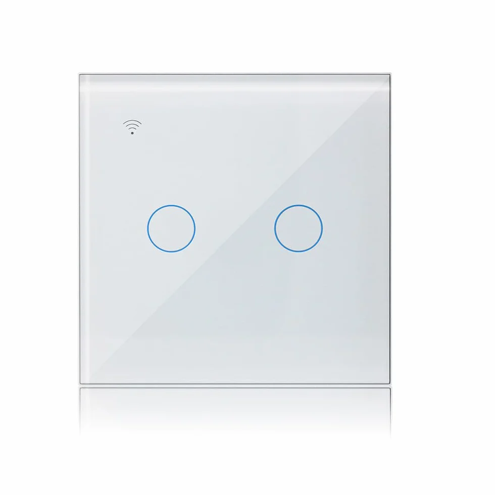 KETOTEK WiFi Podłączony przełącznik dotykowy 2 Gang 1-drożny kompatybilny z Alexa, Tuya Smart Life inteligentna kontrola aplikacji