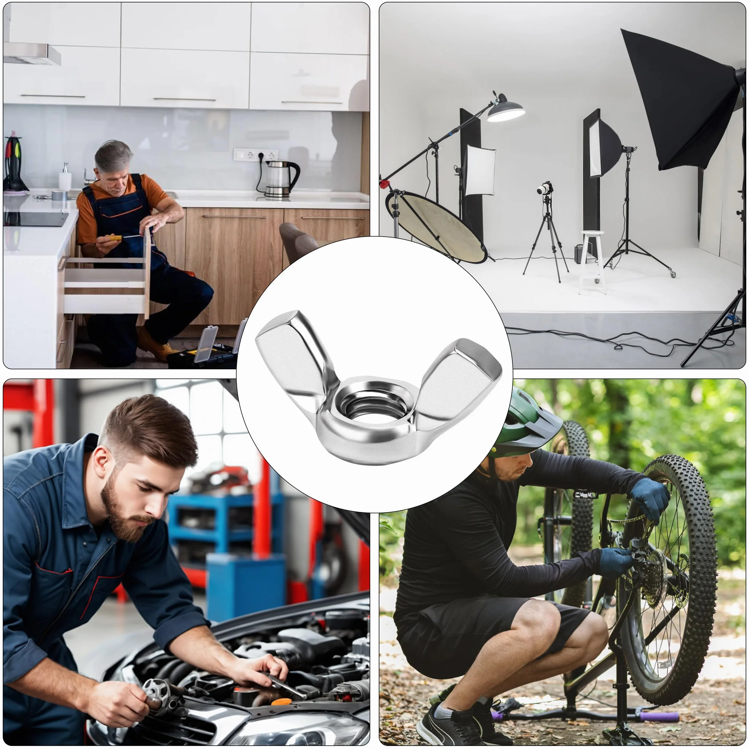 QIMEI-SHOP Nakrętki motylkowe M5 DIN 315 A2 ze stali nierdzewnej, nakrętki motylkowe, nakrętki motylkowe, wkręty ręczne do majsterkowania, mebli ogrodowych, naprawy rowerów, 20 sztuk