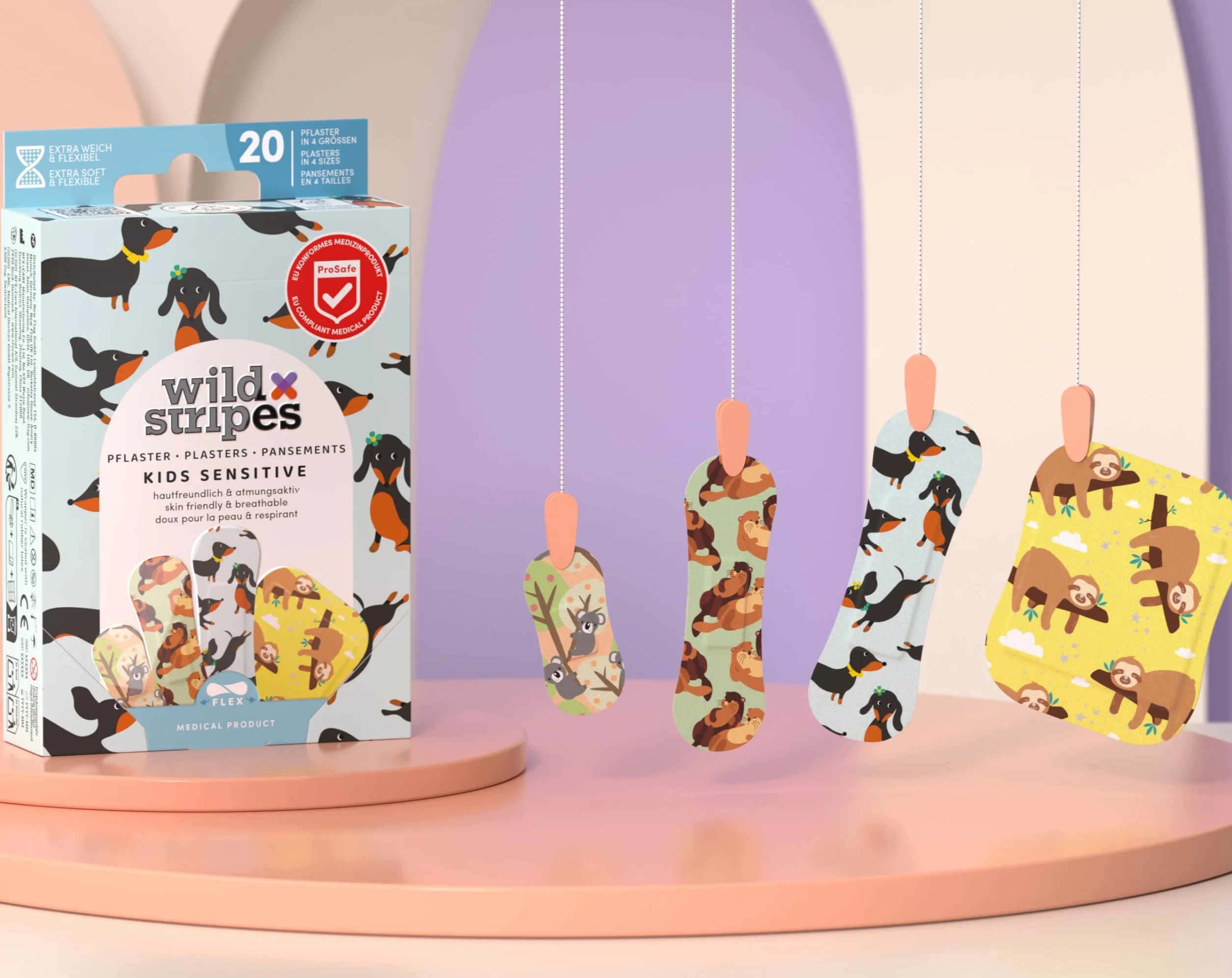 Plastry dla dzieci Animal Fun Wild Stripes - Hipoalergiczne wodoodporne ochronne