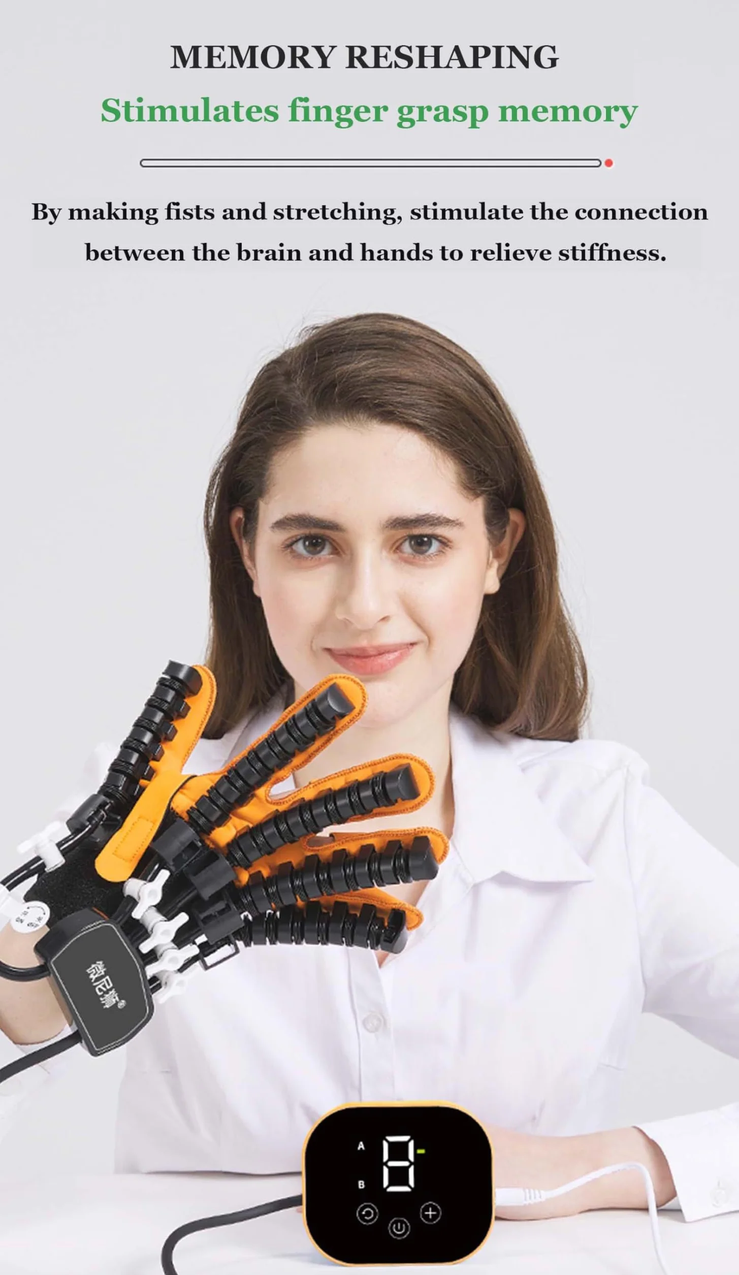 Rękawice do robota rehabilitacyjnego po udarze hemiplegii z rękawicą lustrzaną, 3 tryby pneumatycznego urządzenia wzmacniającego dłoń