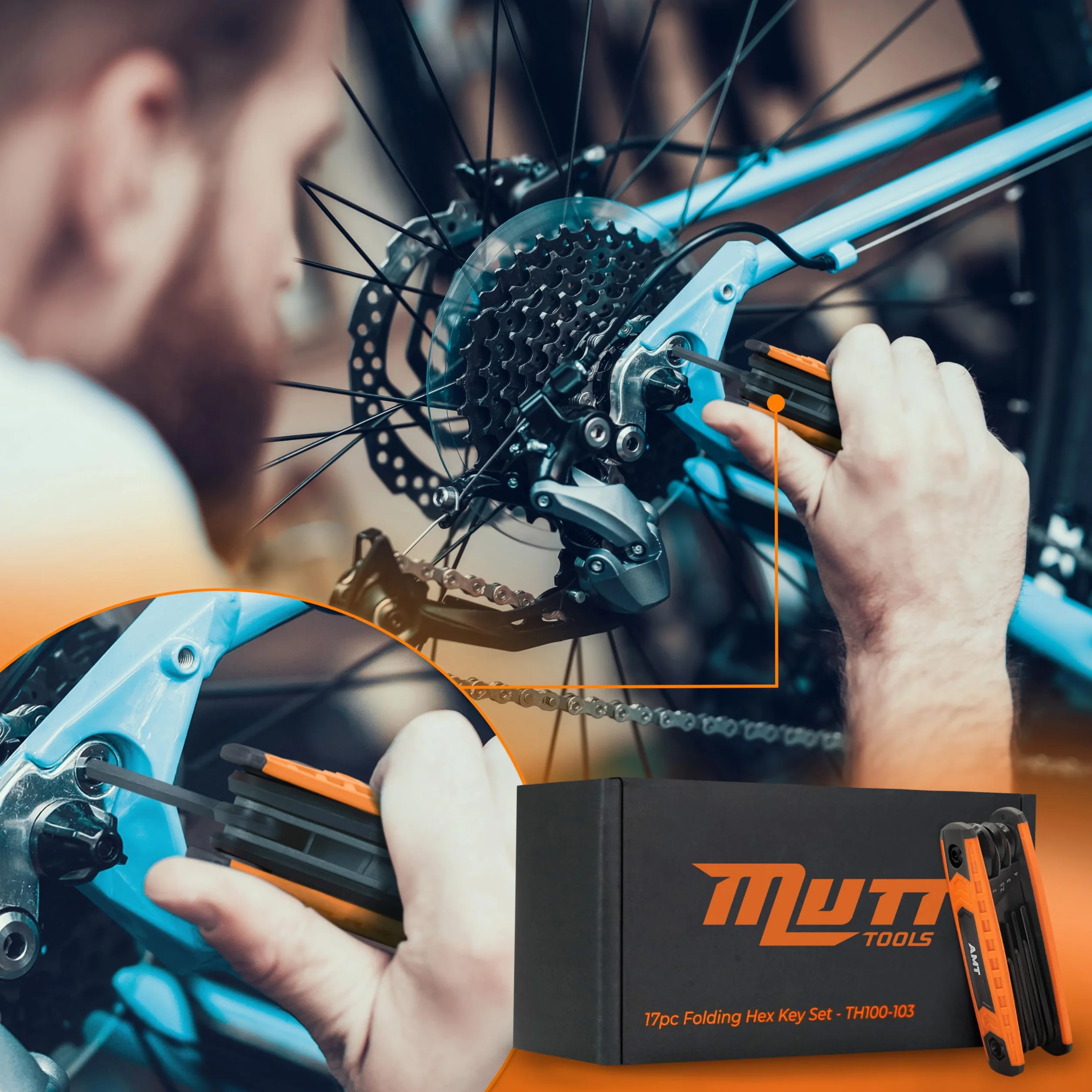 AMERICAN MUTT TOOLS 25 szt. składanych kluczy imbusowych i zestaw kluczy gwiaździstych, zawiera zestaw kluczy imbusowych Star, SAE i metryczny zestaw kluczy imbusowych, składany zestaw kluczy torx,