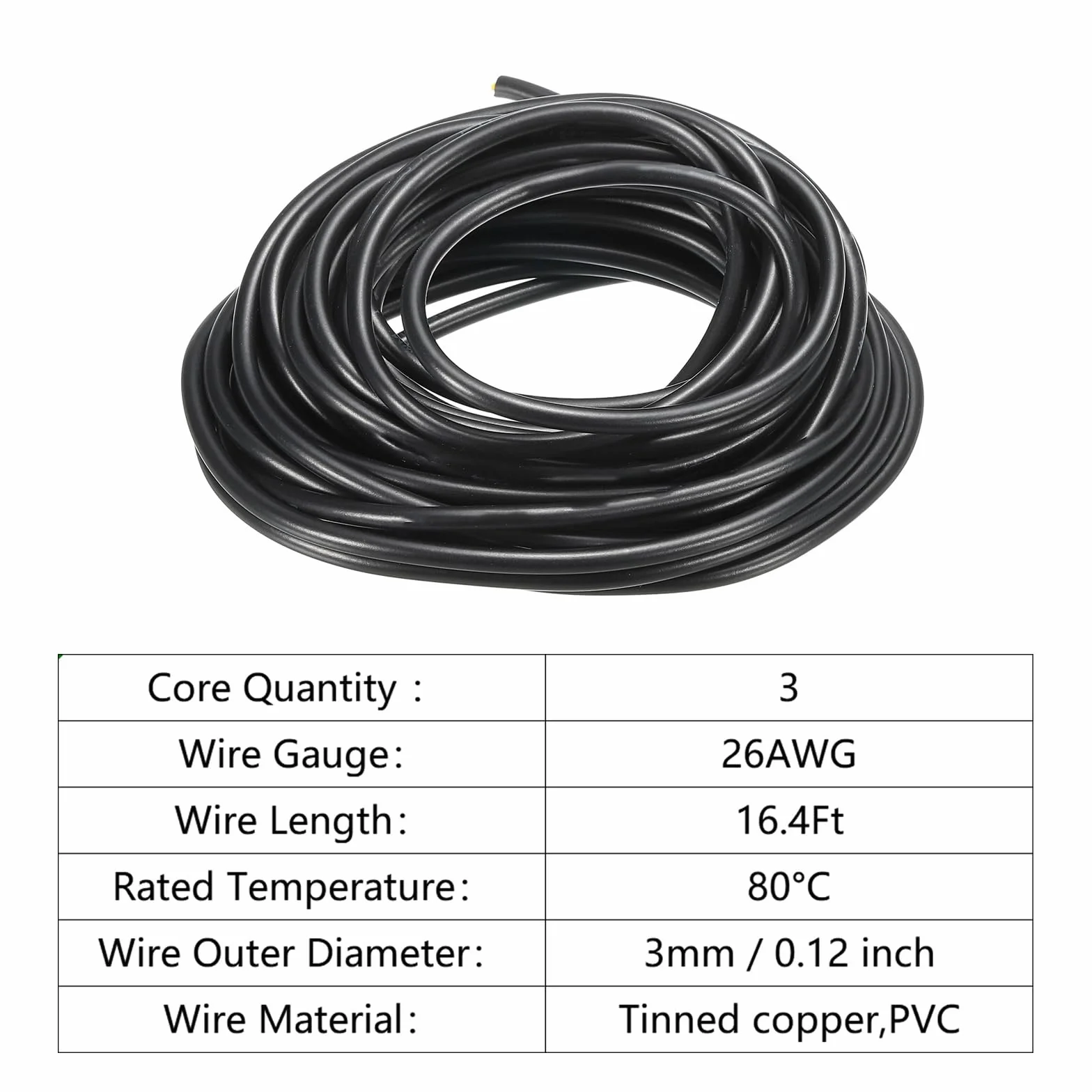 QUARKZMAN 26AWG kabel elektryczny 3 przewody LED oświetlenie kabel ocynkowany miedziany 5m niskie napięcie obudowa PVC elastyczny przedłużacz czarny do taśm LED lamp oświetleniowych