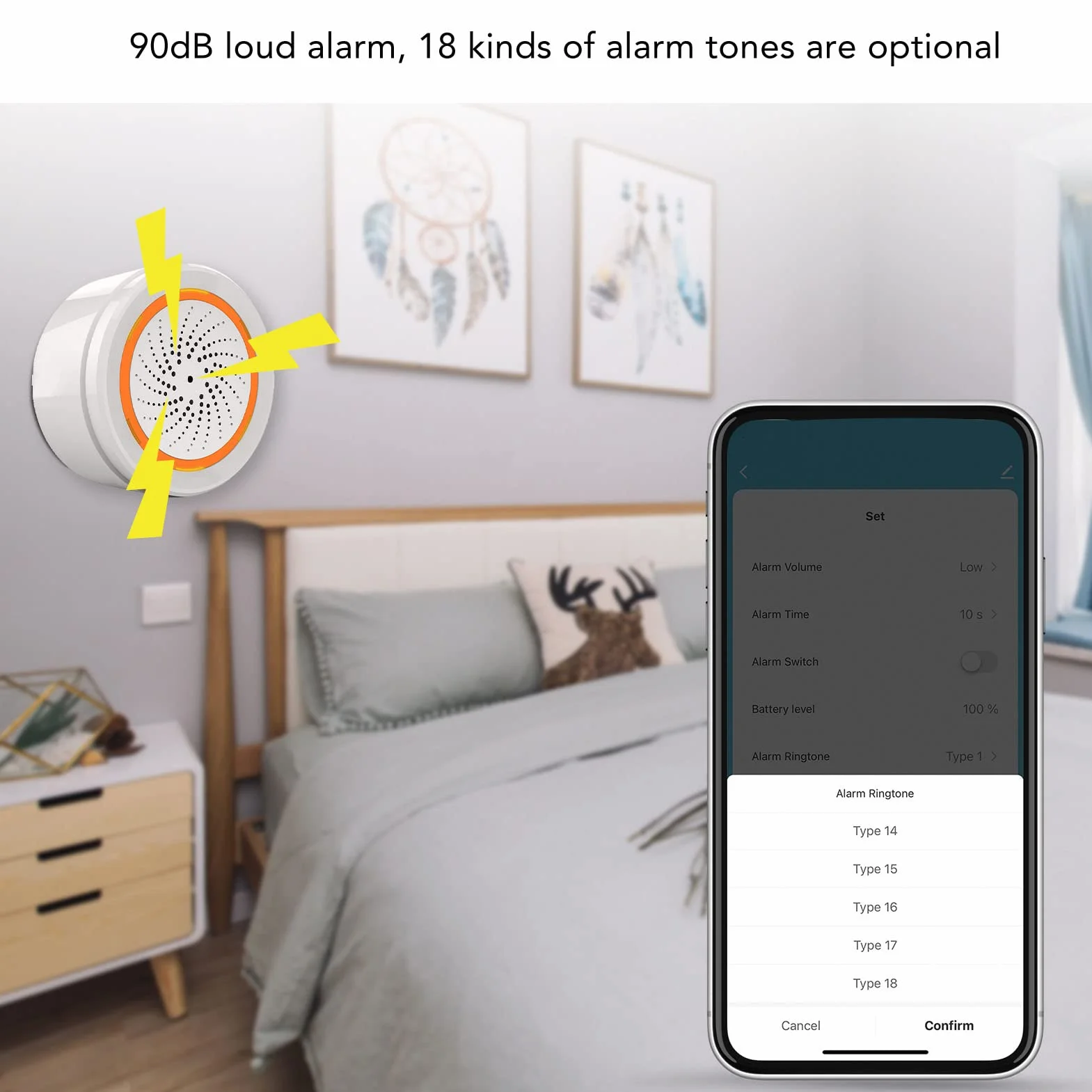 Inteligentny alarm dźwiękowy z bezprzewodową aplikacją zdalne sterowanie bezpieczeństwo w domu alarm syreny z głośnikiem 90 dB i alarmem światła widzialnego stroboskop (do typu Zigbee)