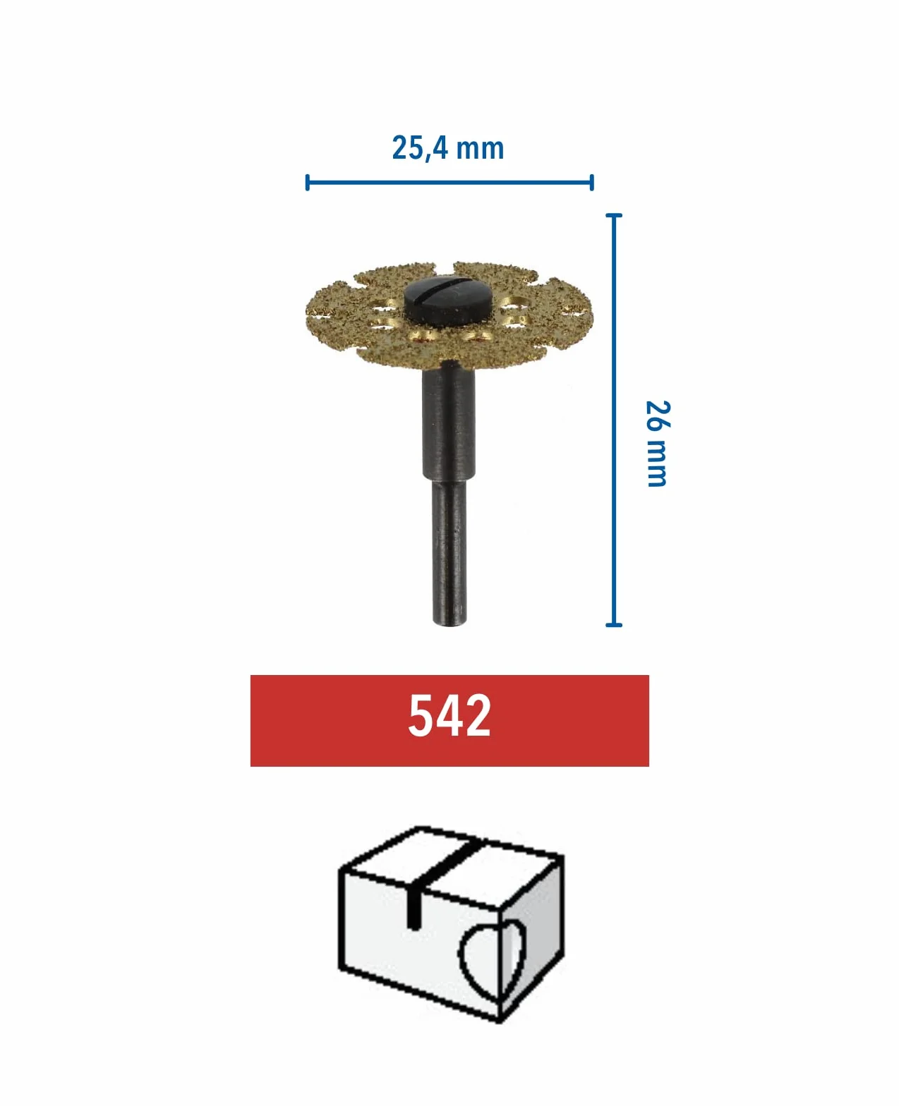 Dremel 542 tarcza tnąca z pokryciem węglikowym 25,4 mm do drewna i laminatu