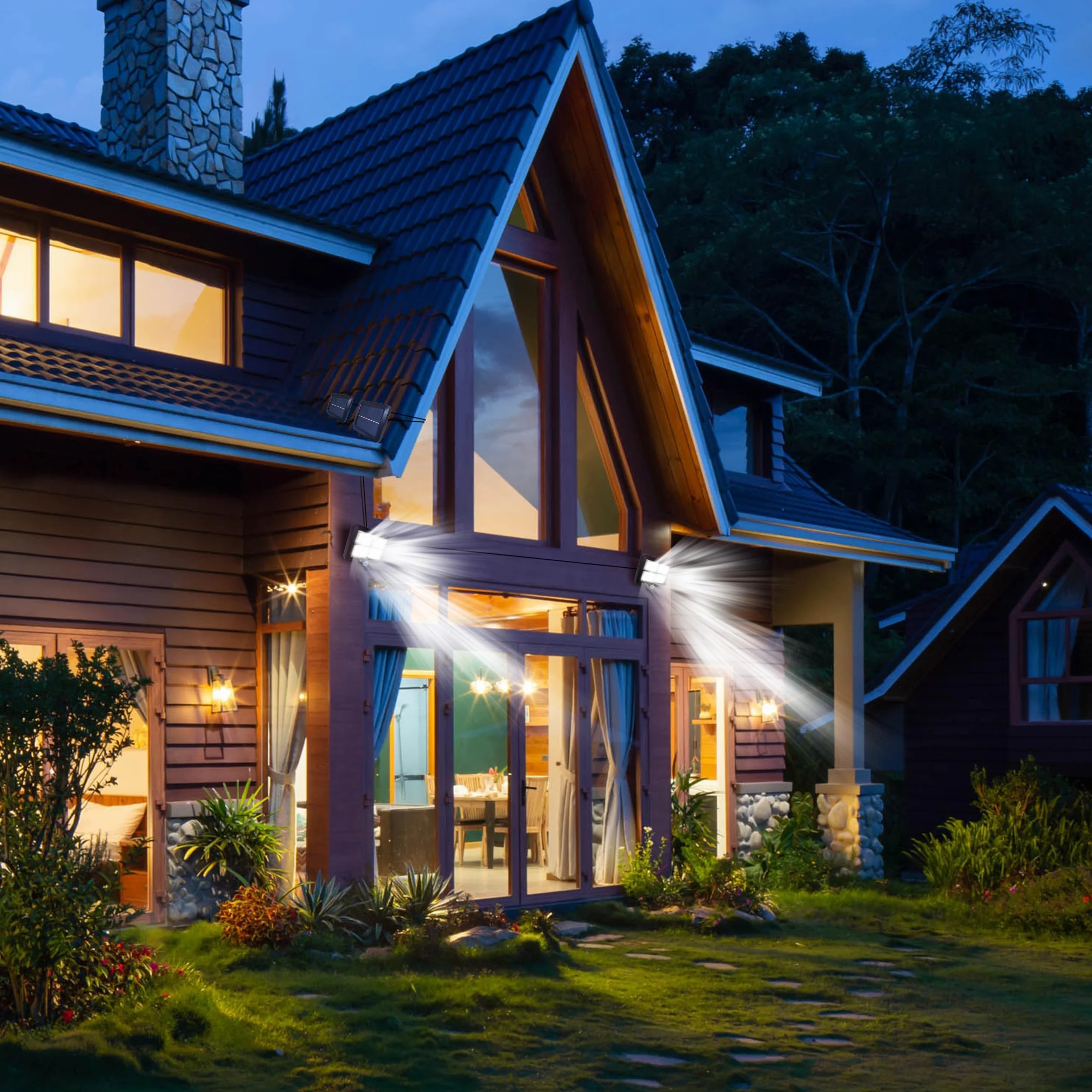 Retoo Lampa solarna zewnętrzna z czujnikiem ruchu 120 diod LED Nowy model lampy słonecznej do ogrodu Kinkiet solarny do użytku na zewnątrz idealne na patio werandę garaż drzwi wejściowe