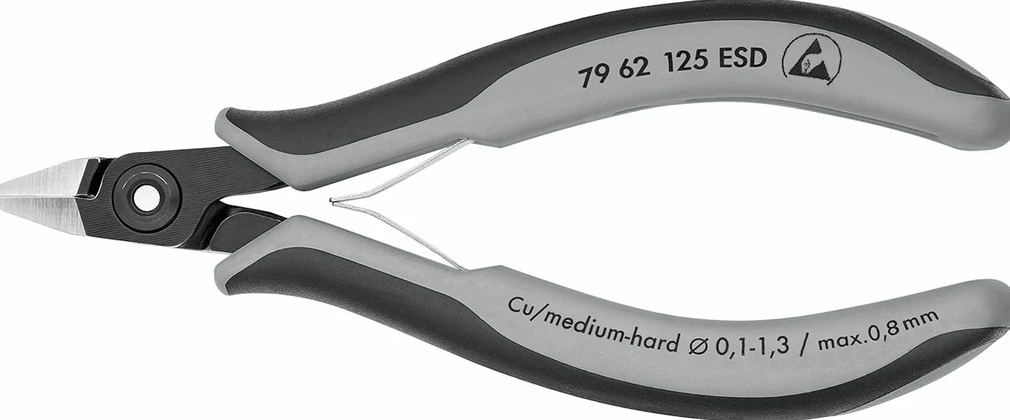KNIPEX Precyzyjne szczypce tnące boczne dla elektroników ESD z osłonkami wielokomponentowymi 125 mm, 79 62 125 ESD