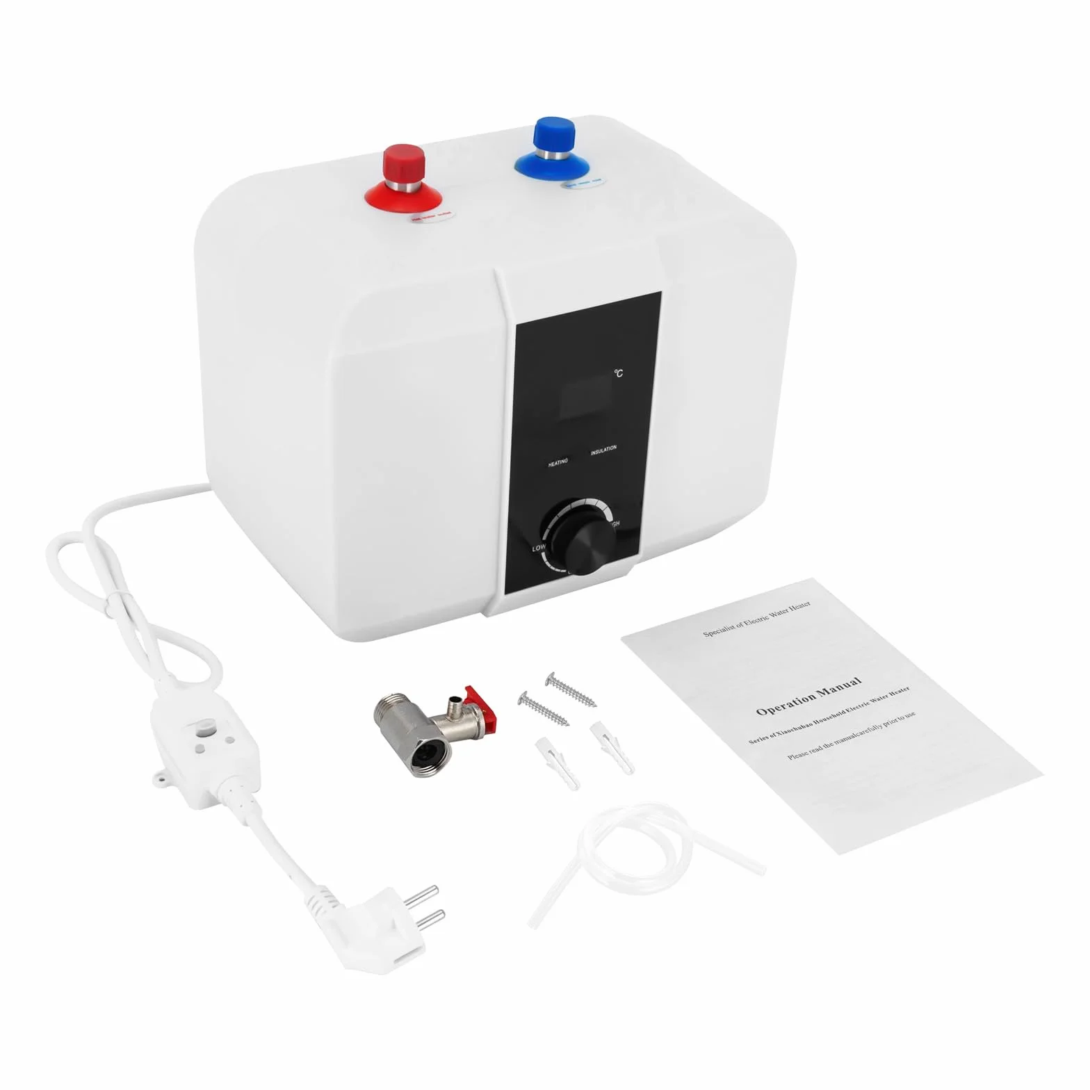 Podszafkowy bojler 6 l, mini podgrzewacz wody 1500 W, 220 V, zbiornik ciepłej wody, 0-65°C, cyfrowy wyświetlacz LED, elektryczny podgrzewacz wody, idealny do zlewozmywaków kuchennych, łazienki