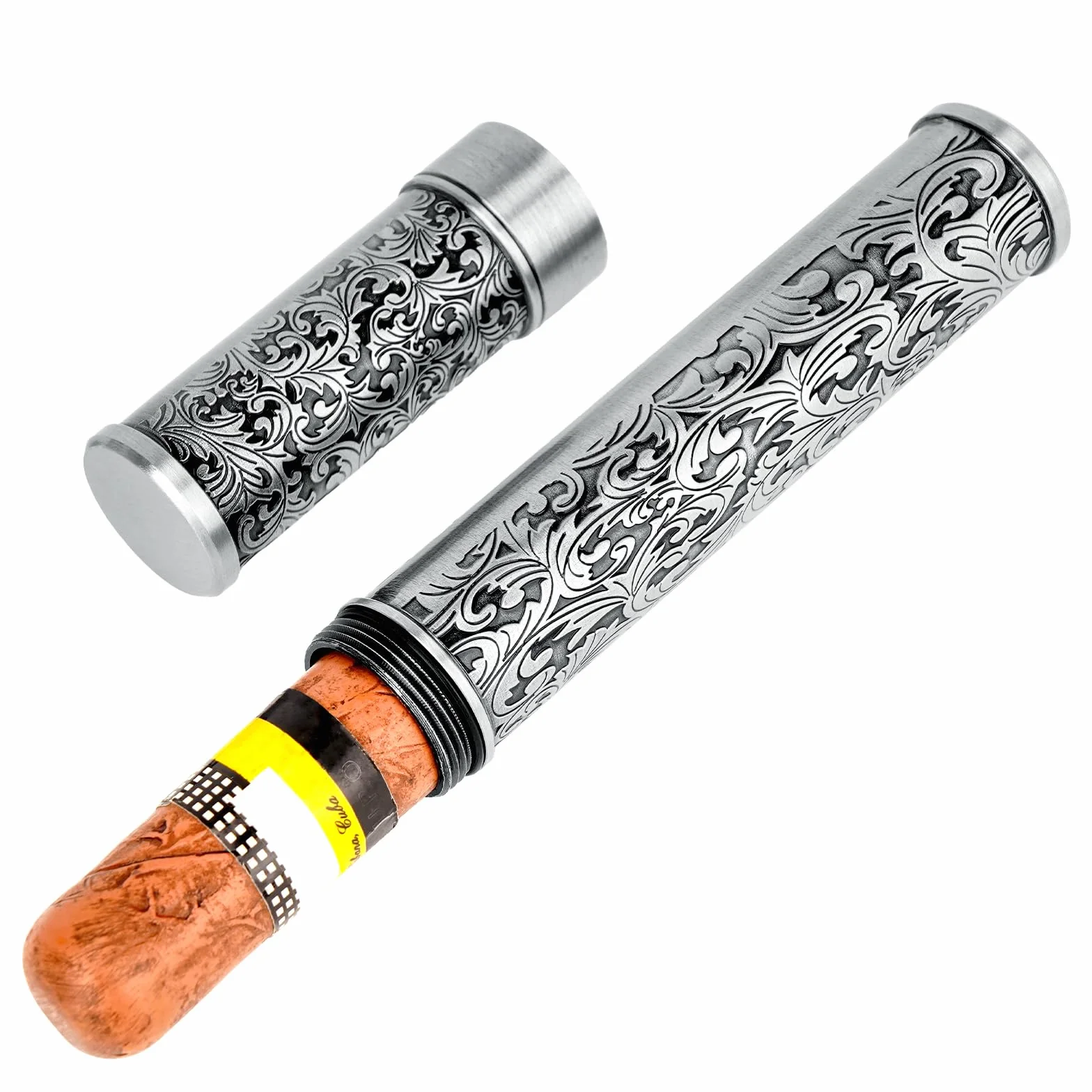 Etui na cygara ze stopu cynku vintage hermetyczne przenośne srebrne