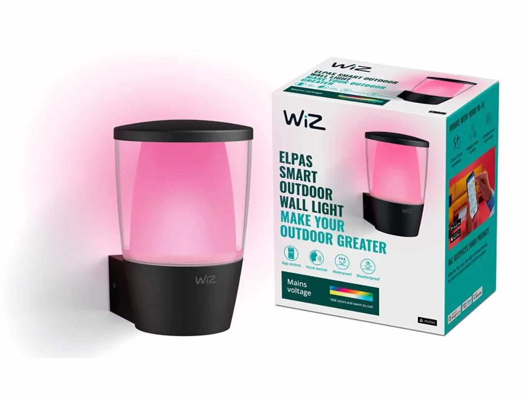 Wiz Inteligentna Lampa Ogrodowa Elpas, Wi-Fi, Bluetooth, Wiele Odcieni Bieli, Szeroka Paleta Kolorów, Sterowanie Aplikacją