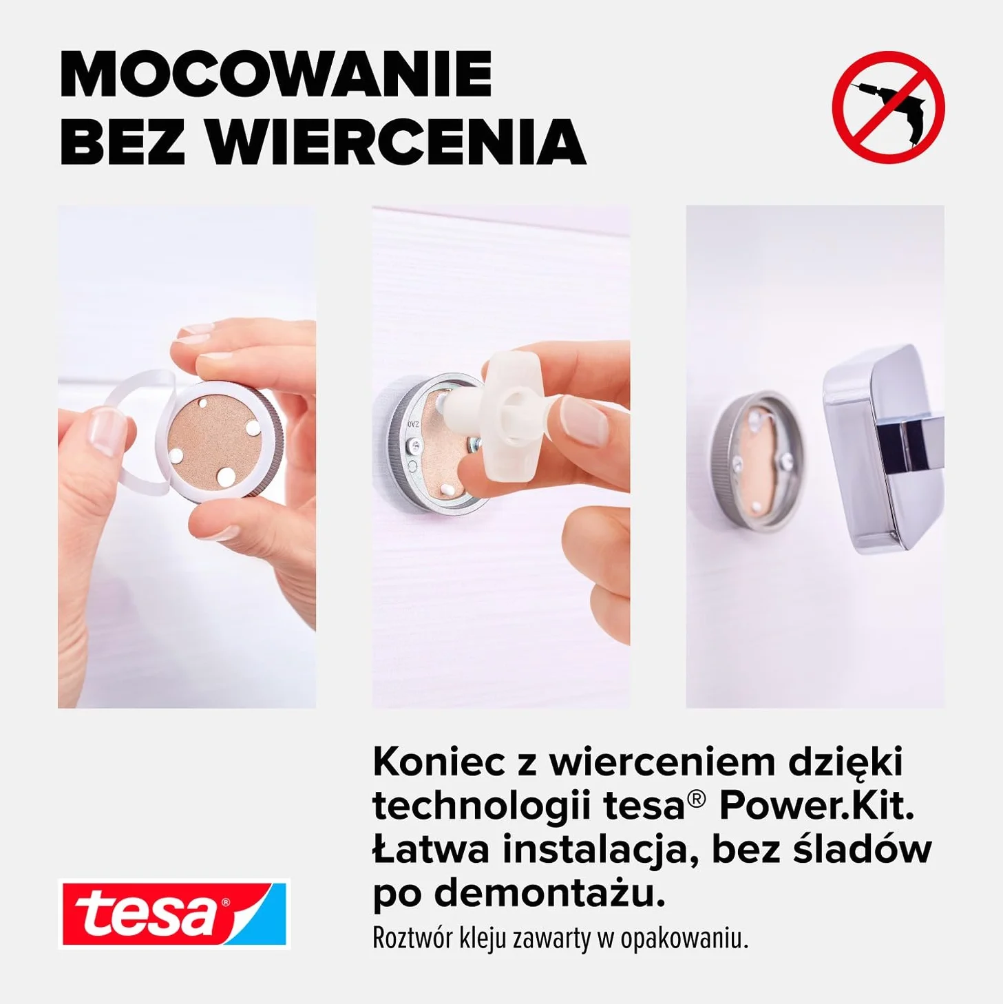 tesa ELEGAANT wieszak na ręczniki – samoprzylepny, metalowy pierścień ręcznikowy do łazienki – chromowany metal – prosty montaż – 156 mm x 185 mm x 45 mm