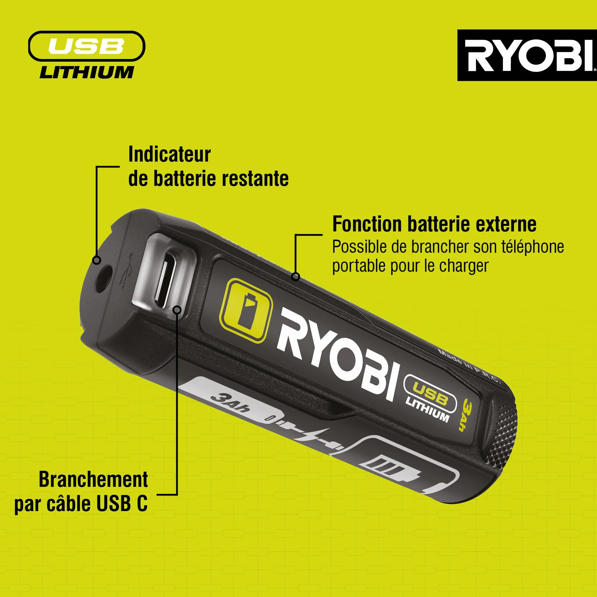 RYOBI RB4L30 akumulator litowy USB 4 V 3,0 Ah i powerbank