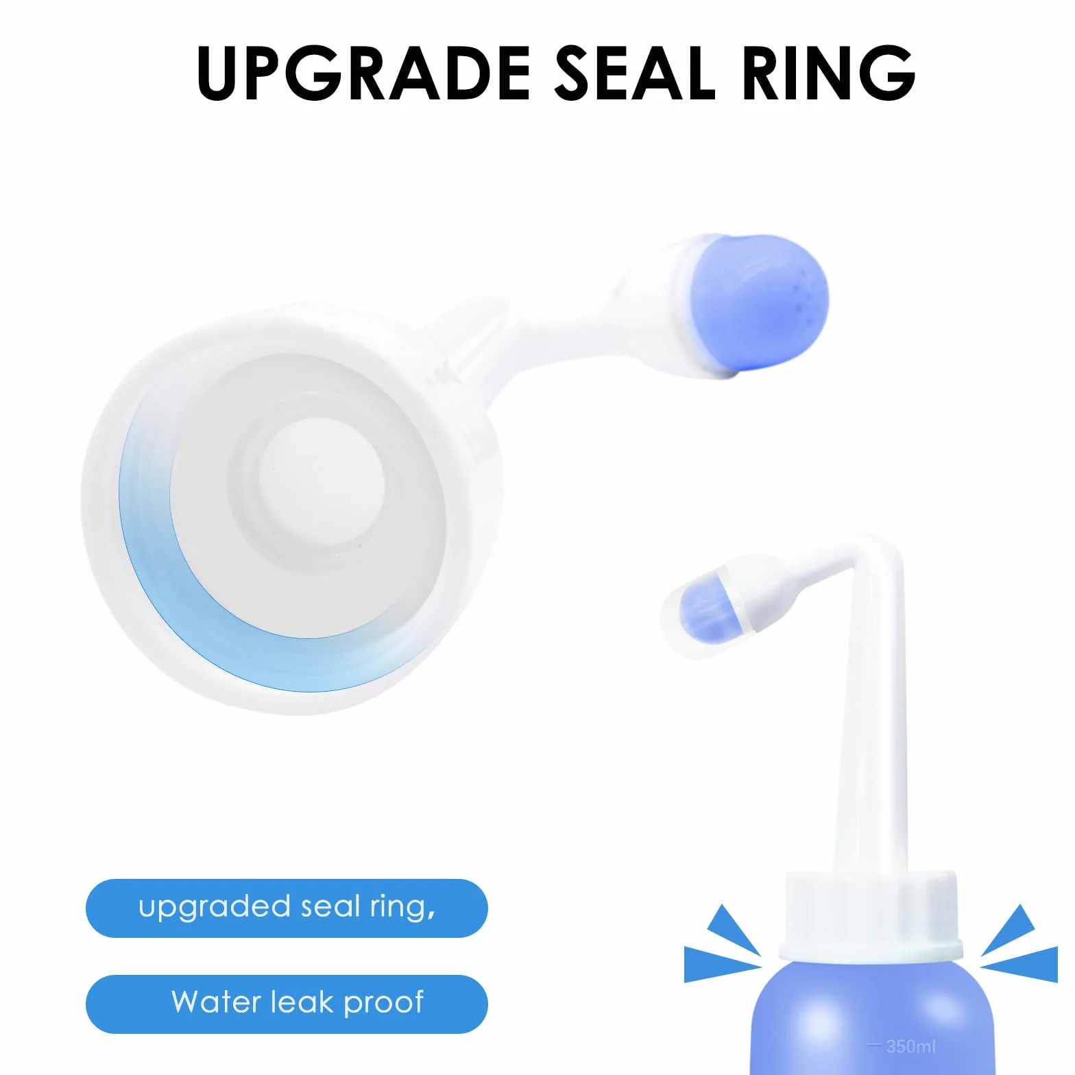 RUFCRIL Mini Peri Bottle, 350 ml, przenośny bidet podróżny z dodatkowym pierścieniem i torbą do przenoszenia, materiał TPE odporny na wysokie temperatury, niezbędne do pielęgnacji krocza, leczenia