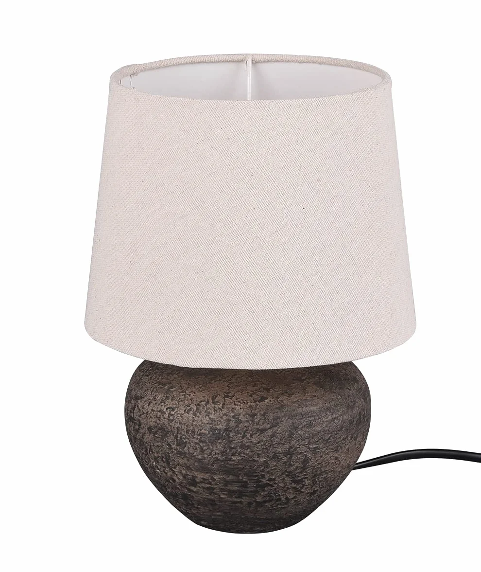 Reality Leuchten Lampa stołowa Lou R50961844, brązowy ceramiczny, abażur materiałowy, beżowy, bez 1 x E14, wysokość 25 cm