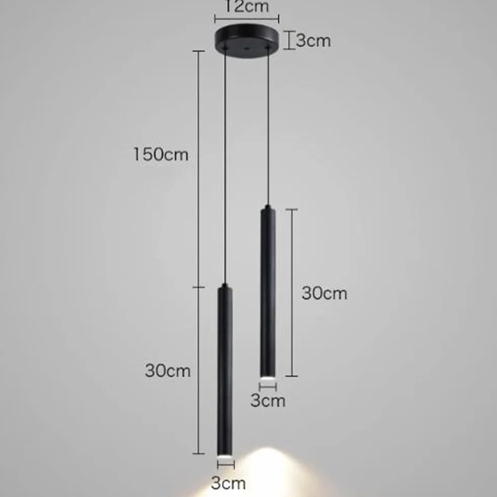 Lampa wisząca LED nowoczesny minimalistyczny żyrandol design 2 reflektory LED oprawa sufitowa aluminiowa lampa wisząca czarna do jadalni sypialni salonu, 30 cm