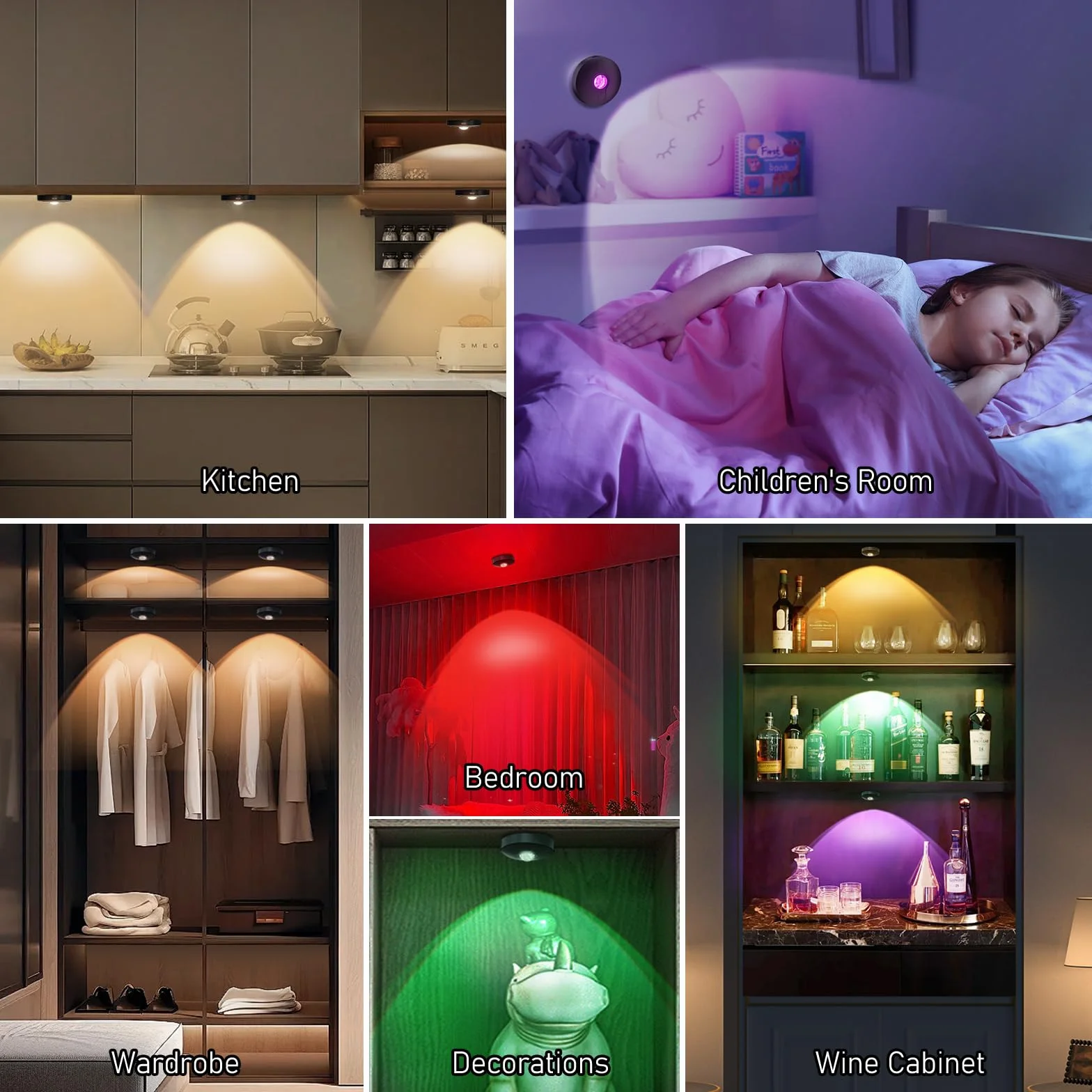 Akumulatorowe lampki RGB z pilotem zdalnego sterowania, 2000 mAh o dużej pojemności, zasilanie bateryjne RGB, możliwość przyciemniania i mocowanie magnetyczne, bezprzewodowe oświetlenie do szafy na