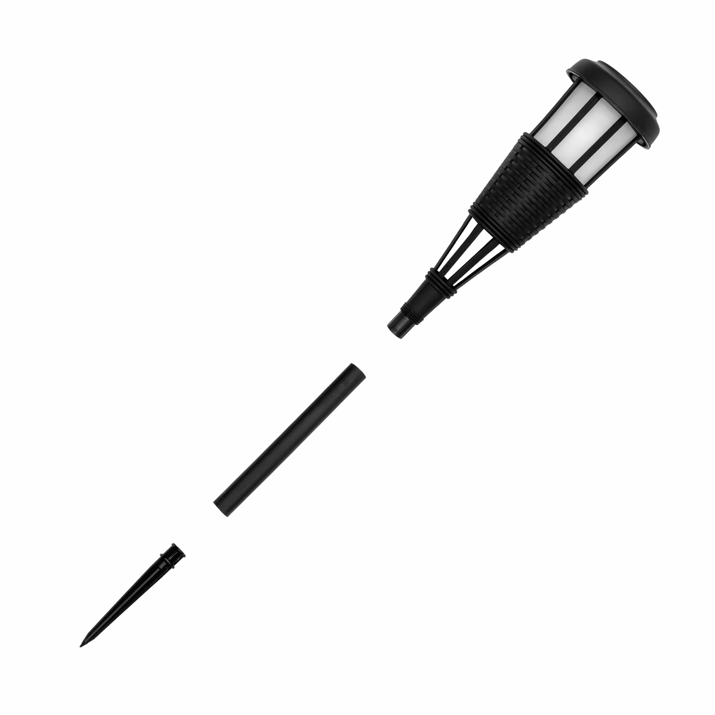 Spetebo Solarna pochodnia ogrodowa LED o wyglądzie rattanu – zestaw 12 szt. – lampa solarna 48 x 10 cm z efektem migotania – oświetlenie ogrodowe dekoracyjne oświetlenie ogrodowe wtyczka do grządek z