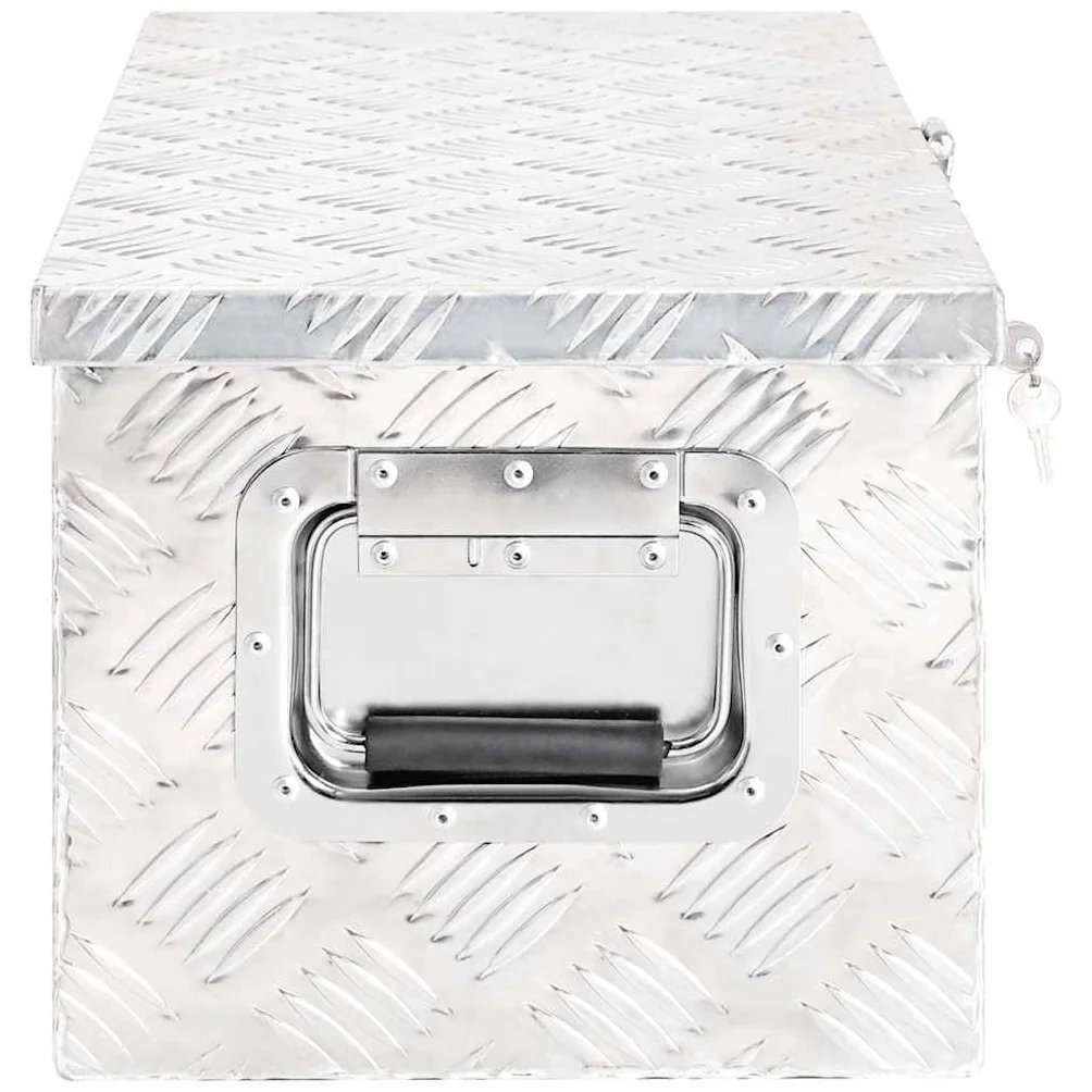 Pudełko do przechowywania aluminium, srebrne, 70 x 31 x 27 cm, z zamknięciem na klucze, walizka narzędziowa do warsztatu, garażu, gospodarstwa domowego, na plac budowy, organizer, skrzynka