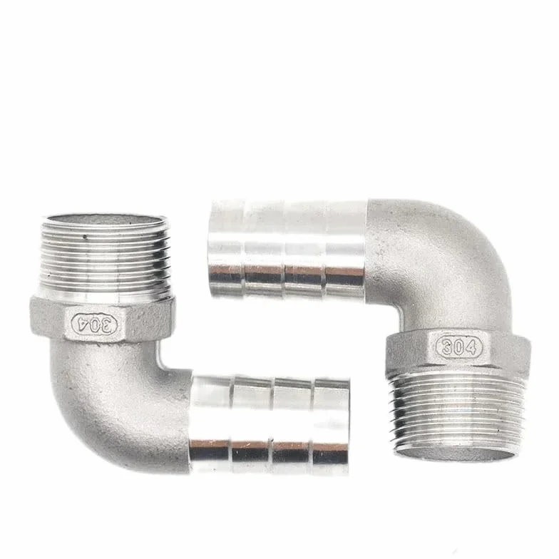 304 stal nierdzewna sześciokątne kolanko pagoda skórzane złącze rurowe 90 stopni gwint zewnętrzny wąż Barb Dn15 Dn20 Dn25 (1I2to15mm, 10PCS_SS304)