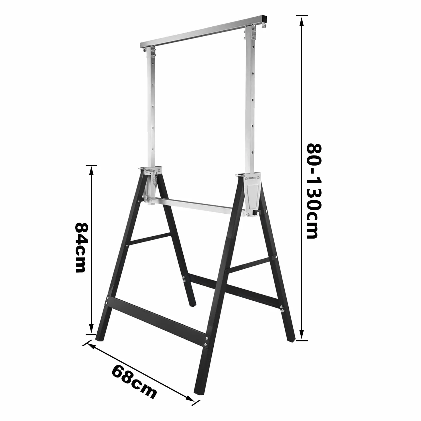 Składany metalowy kozioł do rusztowania 200 kg 7-stopniowa regulacja wysokości 81-130 cm czarny