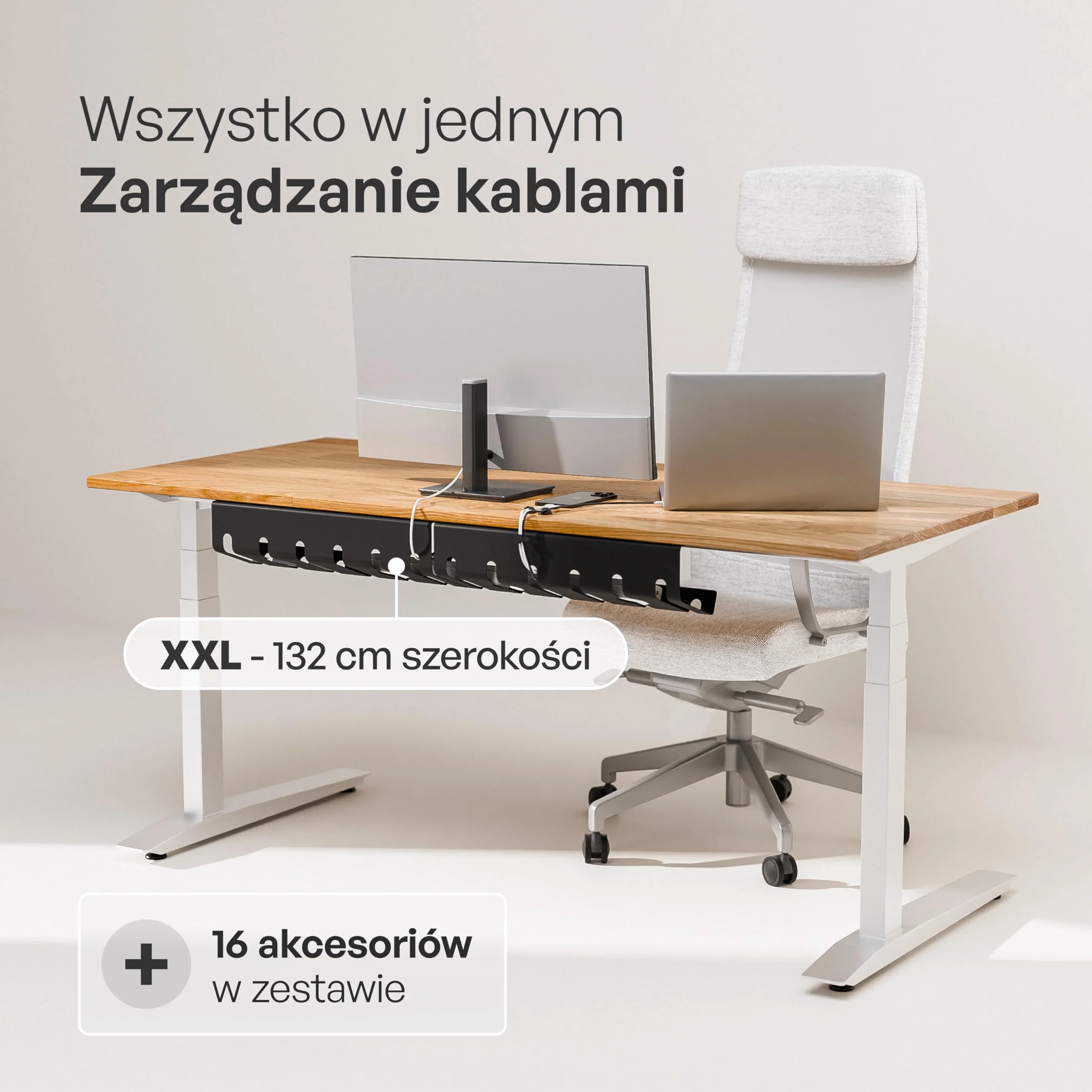 PAMO kanał kablowy na biurko czarny 2 sztuk z opaskami kablowymi na rzepy