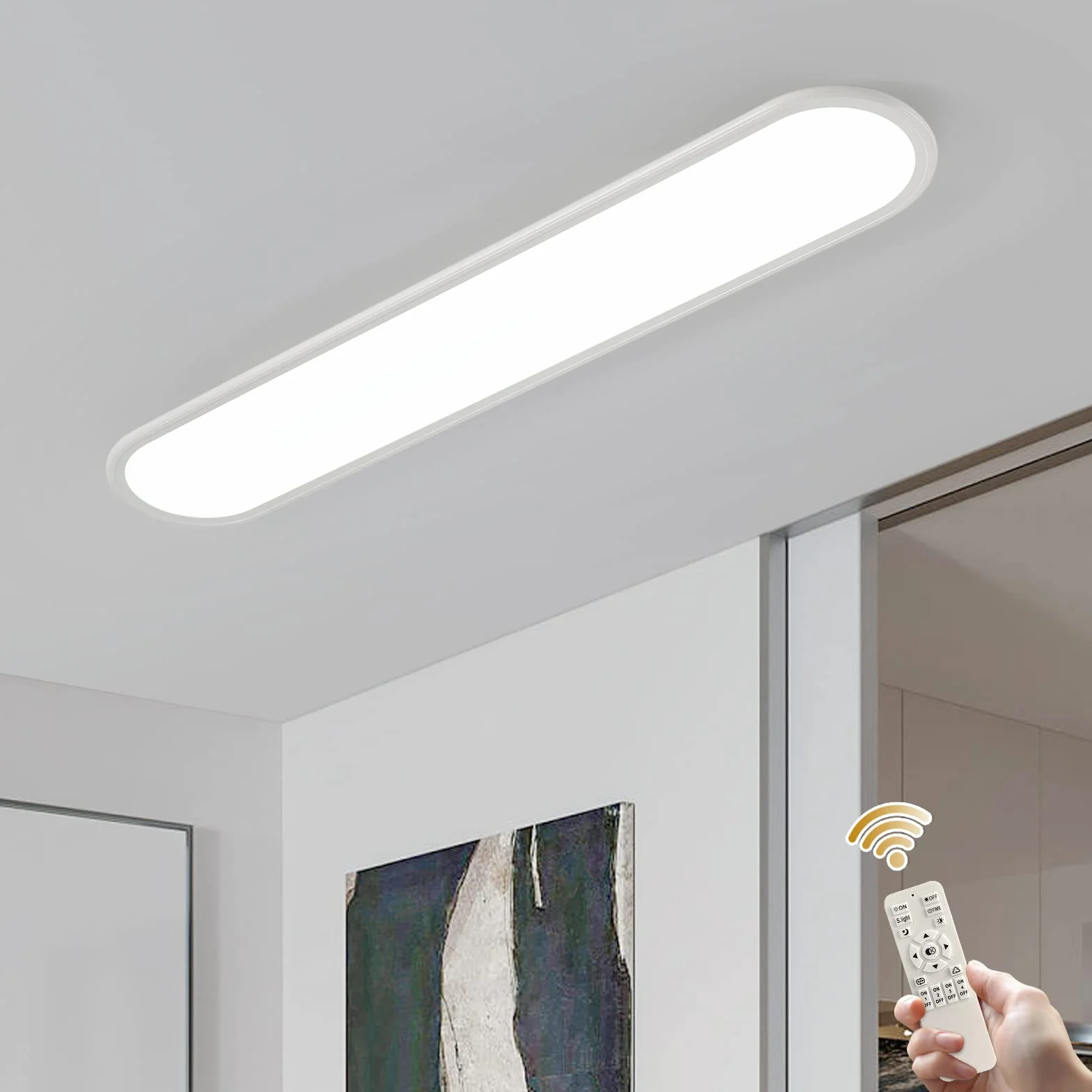 Oninio Lampa sufitowa LED, długie lampy sufitowe z możliwością przyciemniania Ultracienkie nowoczesne lampy sufitowe do sypialni, szafek kuchennych, przedpokoju (białe)