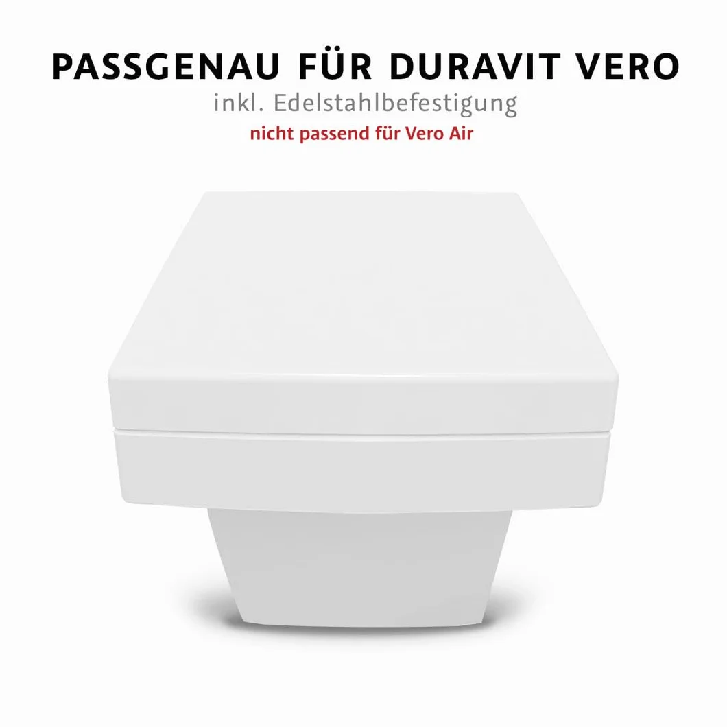 Bullseat Deska sedesowa dopasowana do Duravit Vero | wolnoopadająca | zdejmowana | mocowanie ze stali nierdzewnej