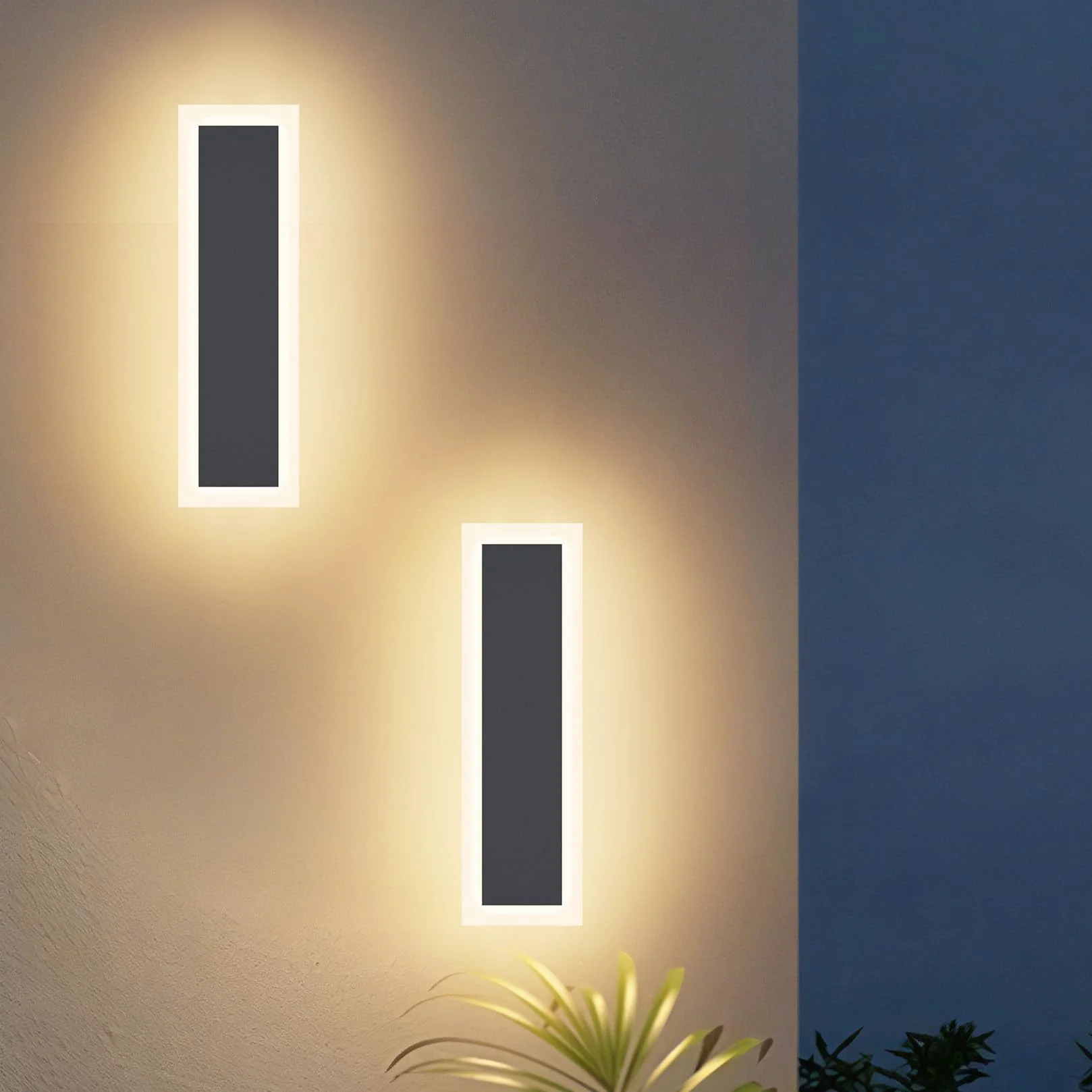 Klighten 2 sztuki LED lampa ścienna zewnętrzna, antracytowa, do użytku na zewnątrz/do wnętrz, nowoczesna lampa zewnętrzna, IP65, lampa zewnętrzna, żelazo akryl, lampa ścienna do ogrodu/tarasu, ciepła