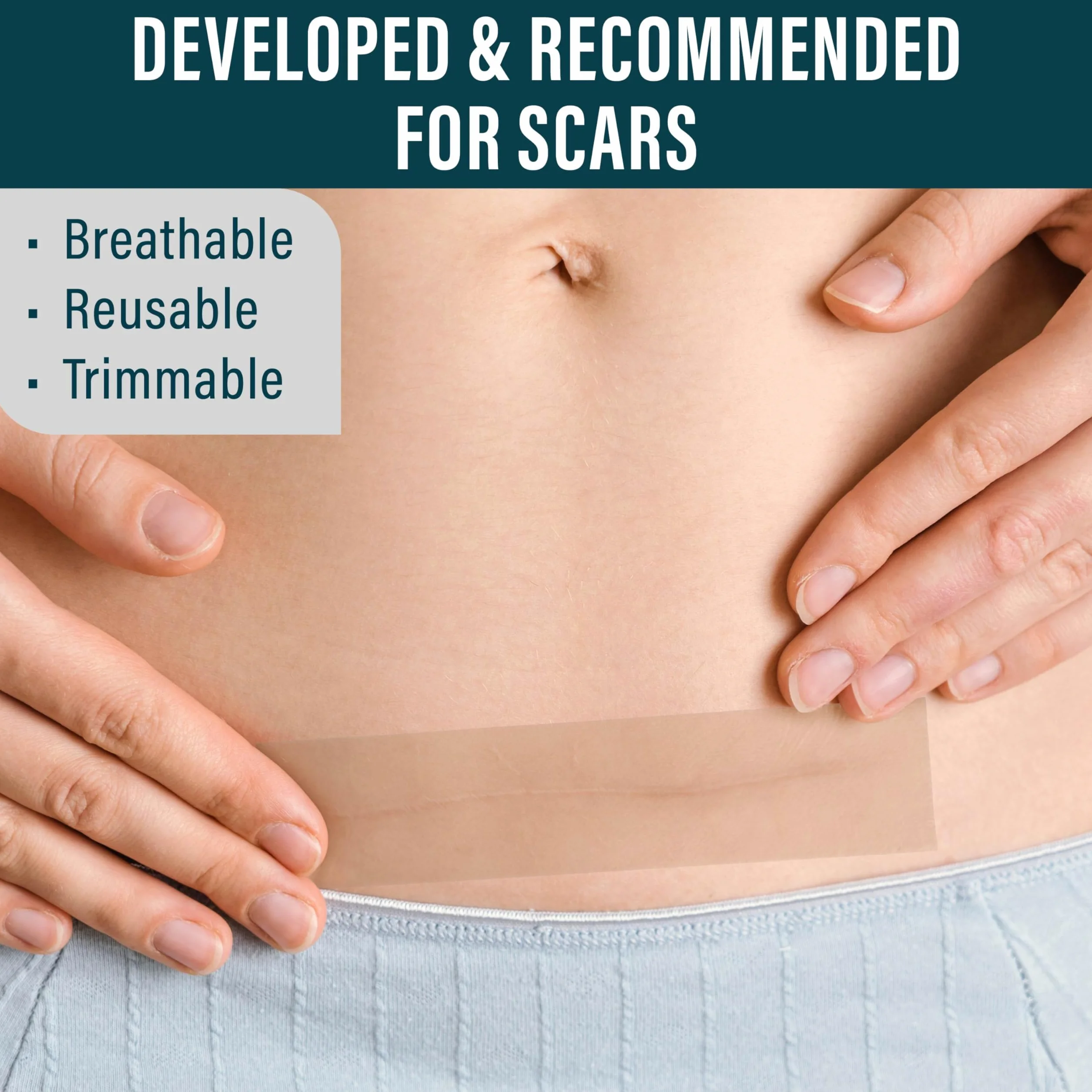NUVADERMIS Silicone Scar Sheets for Surgical Scars, C-Section, Keloid – Medical Grade Silicone Tape, Reusable