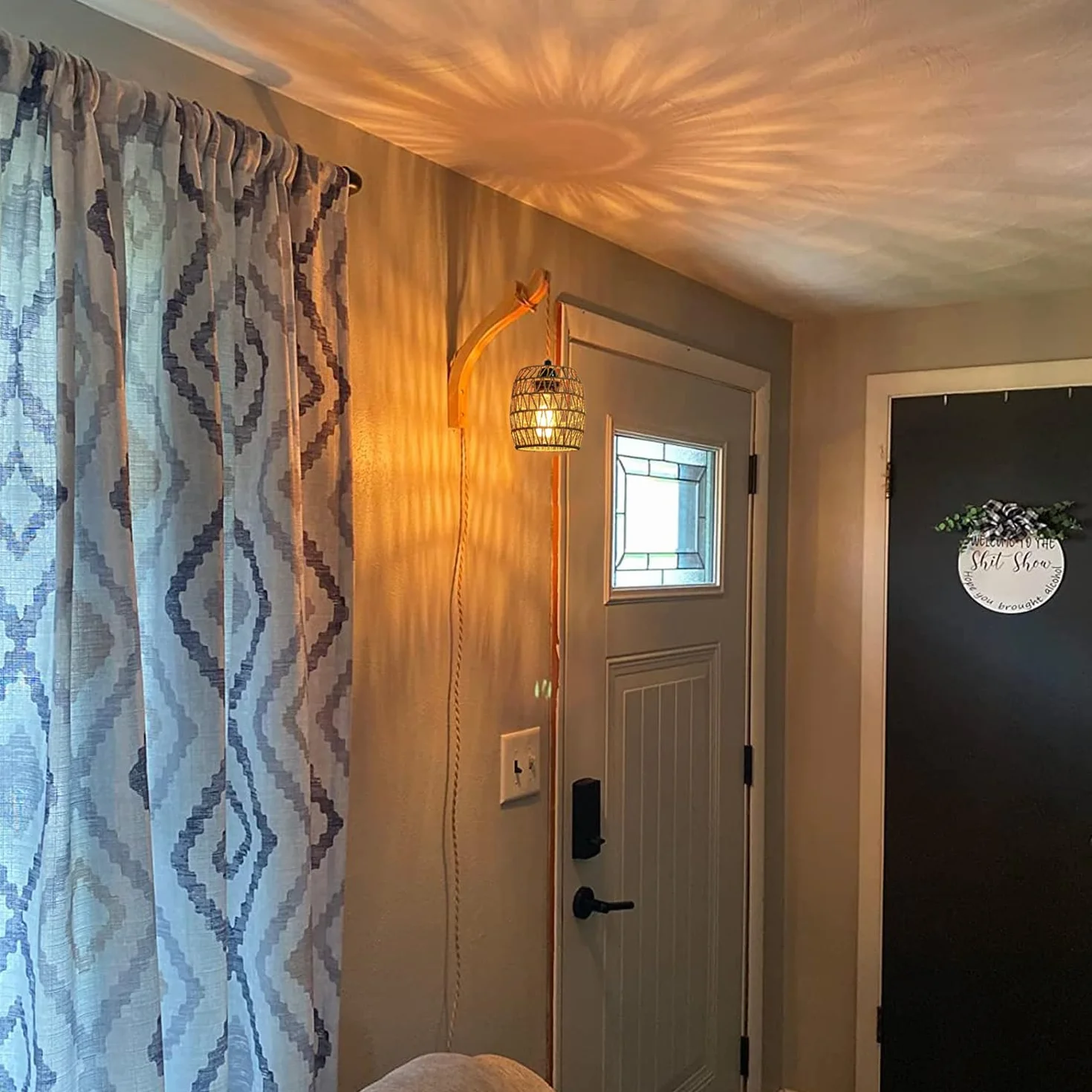 2 x lampa ścienna z przełącznikiem, drewno, lampa ścienna, kabel do gniazdka, E27, lampa wisząca, stolik nocny, rattan, lampa nocna, lampa do przedpokoju, lampa ścienna, do pokoju dziecięcego,