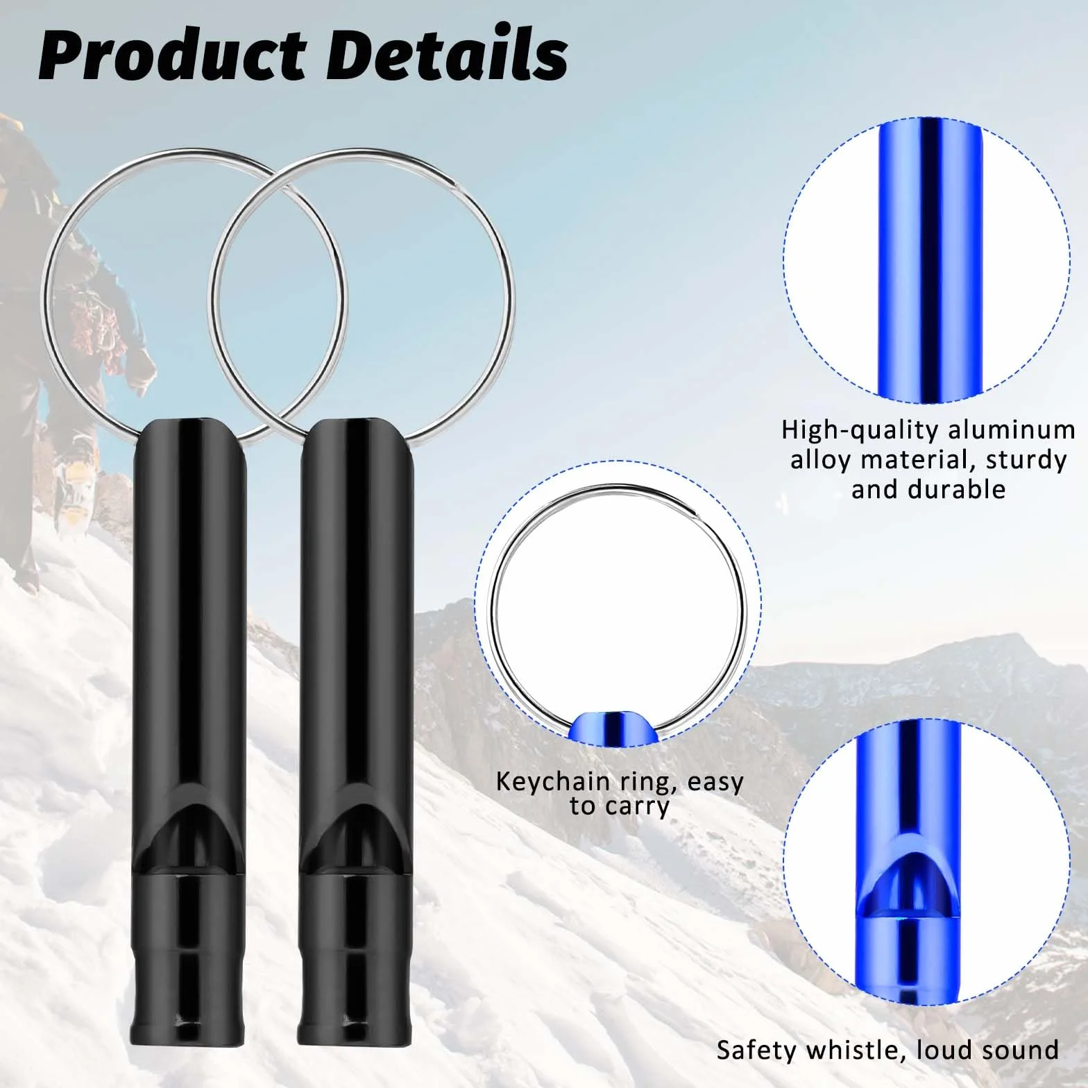 Giantree Gwizdek sygnalizacyjny, 12 sztuk, gwizdek awaryjny, z breloczkiem do kluczy, aluminiowy, gwizdek o wysokiej decybeli, na wędrówki, trening, kemping, ratowanie życia w nagłych przypadkach