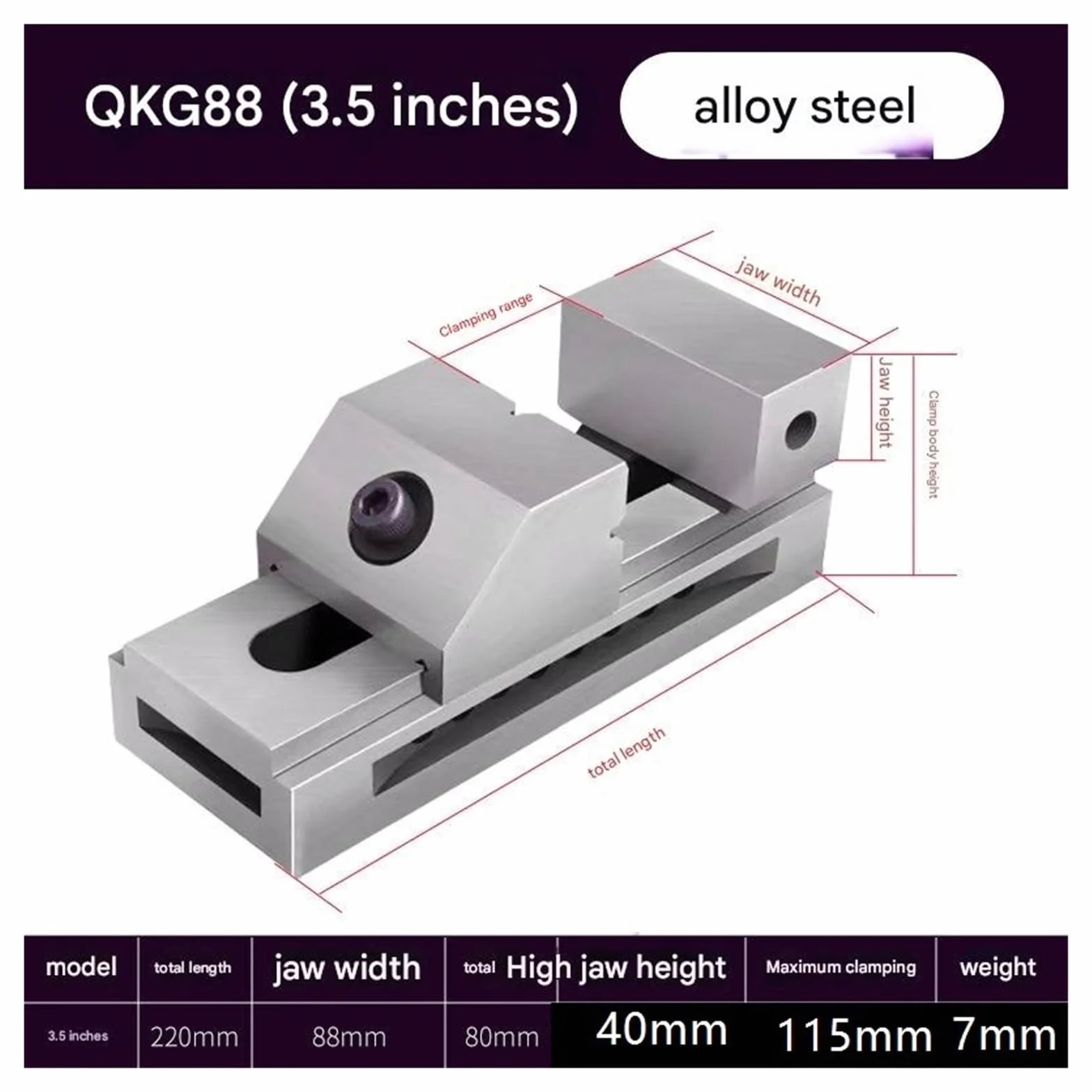 Imadło mocujące do ciężkich tokarek serii QKG — wszechstronne imadło maszynowe do precyzyjnego mocowania(3.5in 0.003mm)