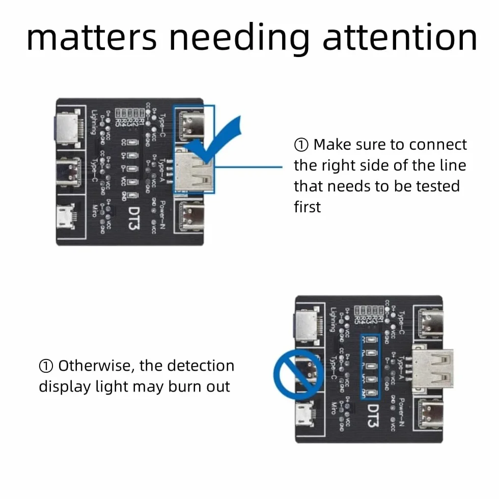 DollaTek 2 szt. wielofunkcyjny tester kabli danych USB do szybkiego rozpoznawania DT3-USB tester kabli danych, szybkie narz?dzie do wykrywania, p?ytka drukowana do Micro typu C
