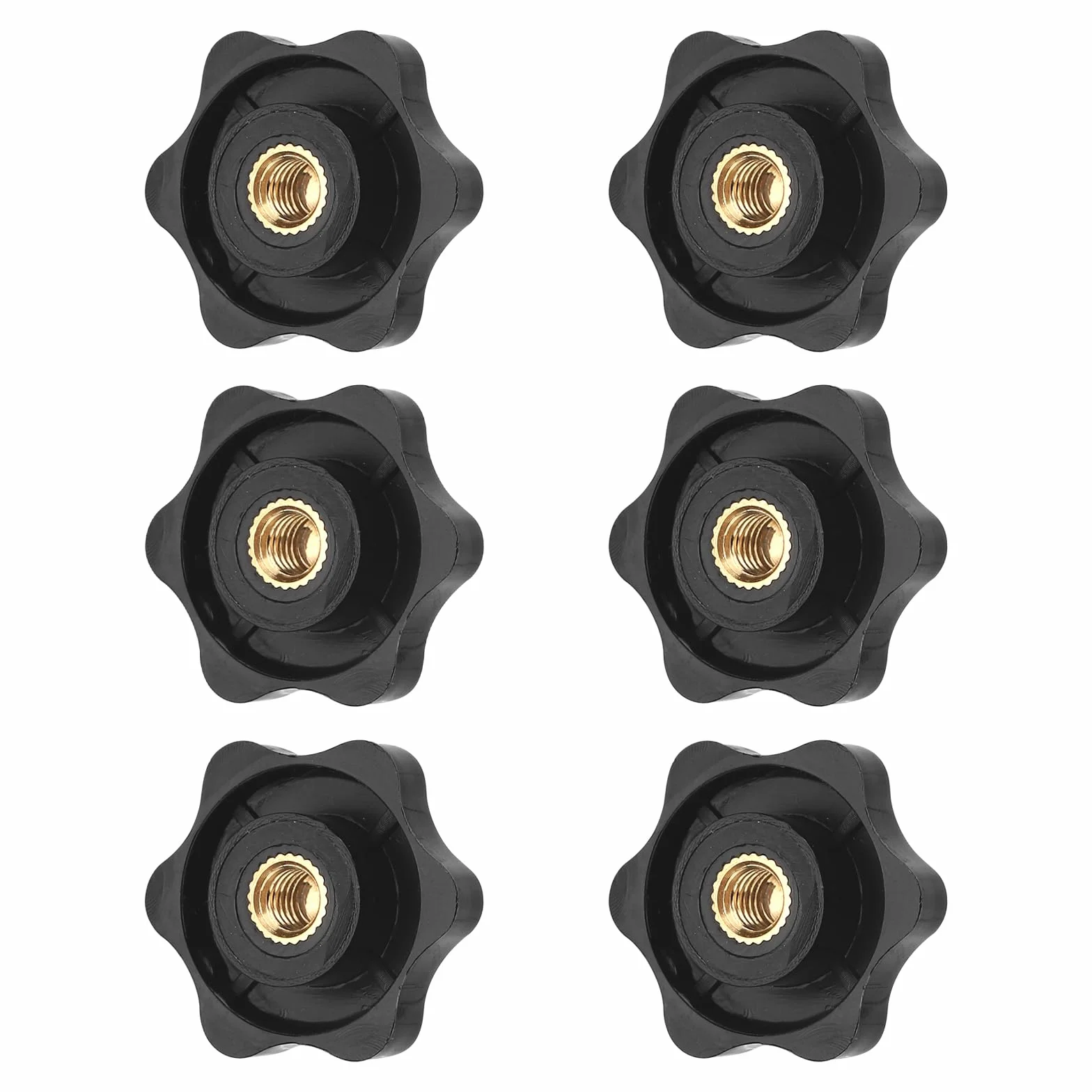 APOMOONS 6 sztuk nakrętek z uchwytem gwiazdowym M6, nakrętka motylkowa o średnicy 32 mm, nakrętki radełkowane M6, nakrętki uchwytowe gwint do mebli, urządzeń elektronicznych, maszyn, urządzeń fitness