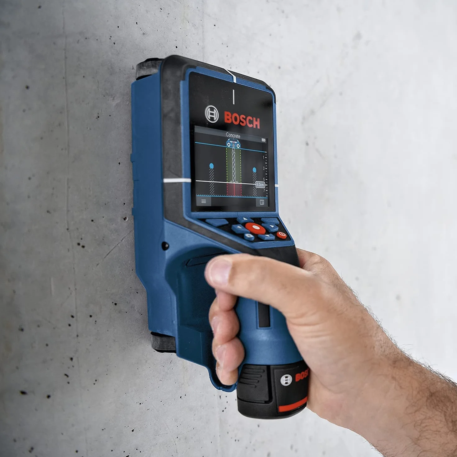 Bosch Professional system 12V: detektor D-tect 200 C (1 akumulator GBA 12V 2.0Ah, detekcja przewodów pod napięciem i nie pod napięciem, walizka L-BOXX)