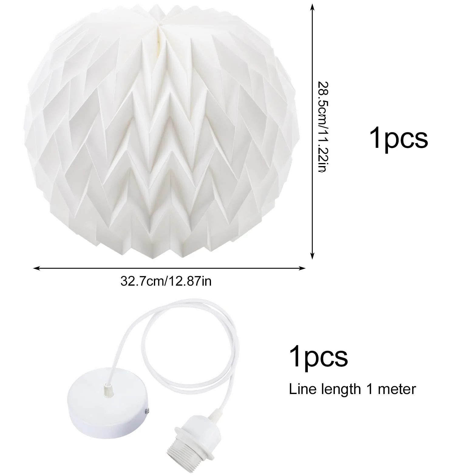 Abażur papierowy origami z oprawką lampy E27 z kablem lampa baldachimowa biała do nowoczesnej dekoracji artystycznej salonu, jadalni, sypialni, biblioteki, nordycki papier kreatywny