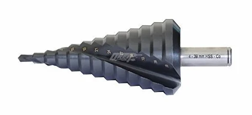 Wiertło stopniowe HSS-Co. TiAIN z nitą spiralną, model: Ø 4-20 / stopnie = 4-6-8-10-12-14-16-18-20