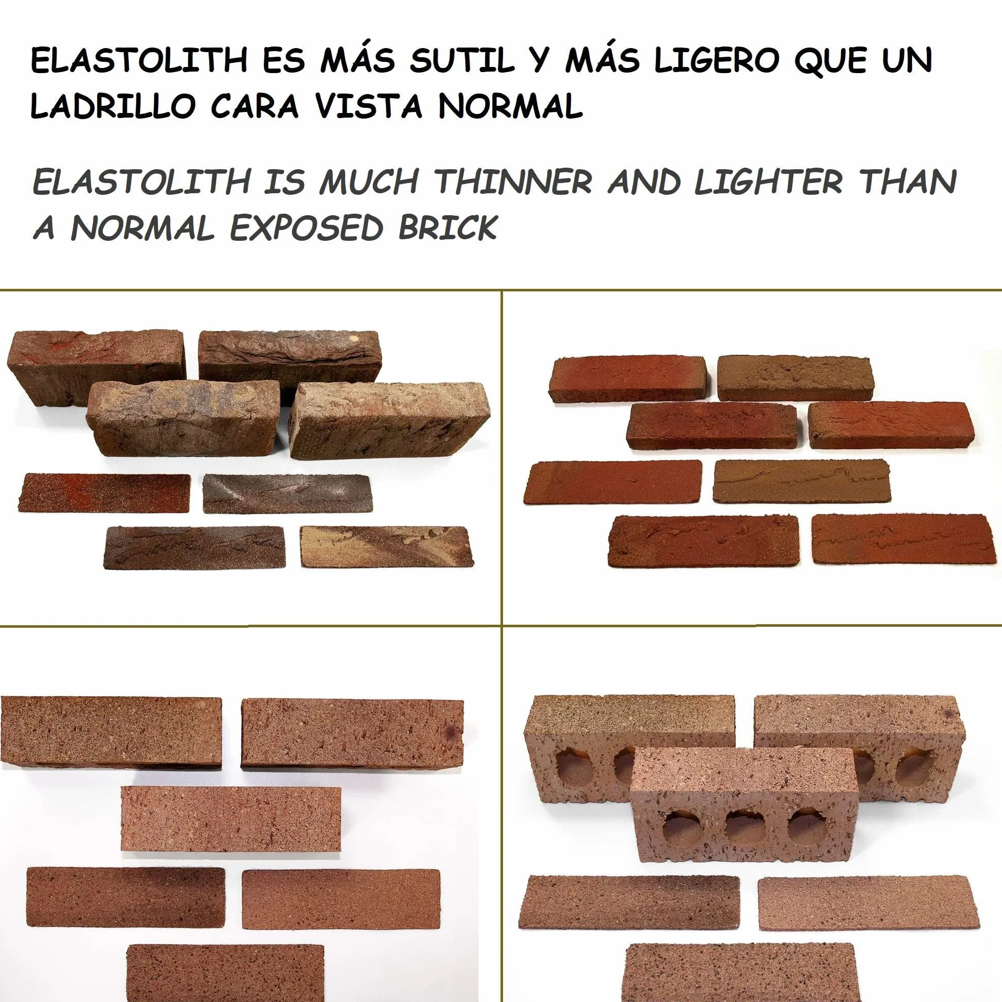 Elabrick Sahara, elastyczna cegła, listwy kwarcowe, 50 x 210 mm, cienkie płytki ścienne, łatwe nakładanie na płaszcz termiczny i zewnętrzny
