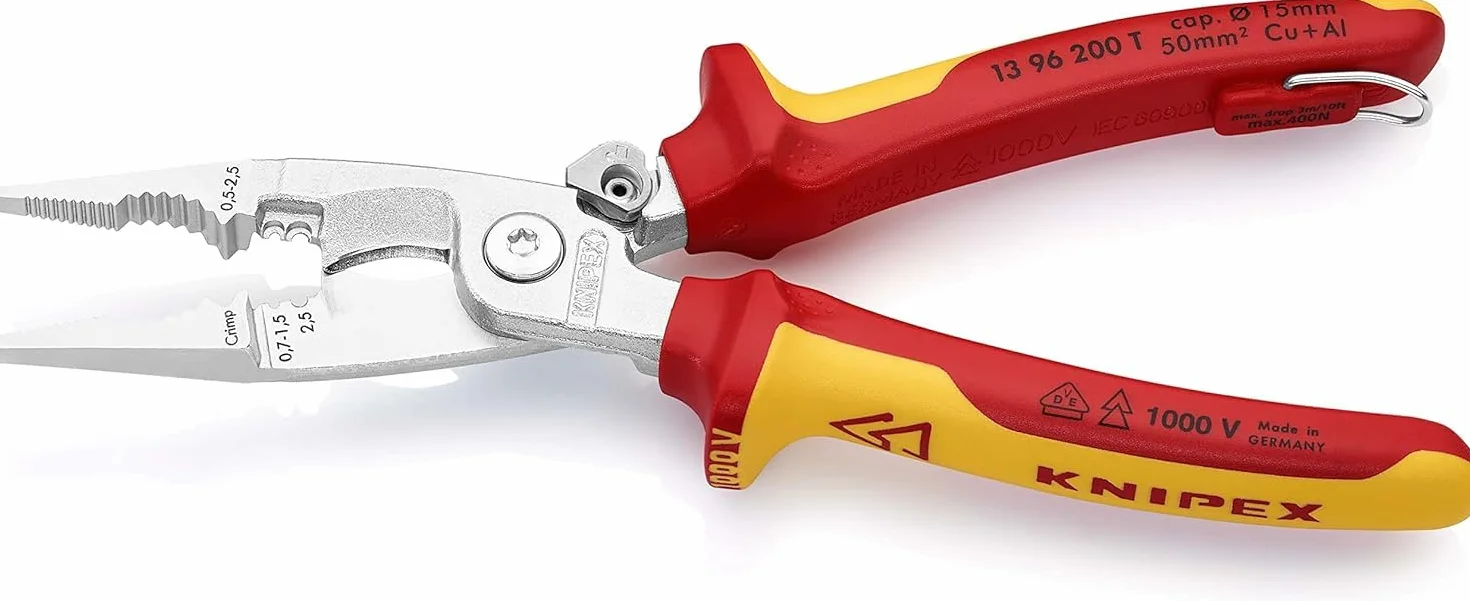 KNIPEX Szczypce do prac elektroinstalacyjnych chromowany z wielokomponentowymi nasadkami izolowanymi wg VDE 200 mm, 13 96 200 T