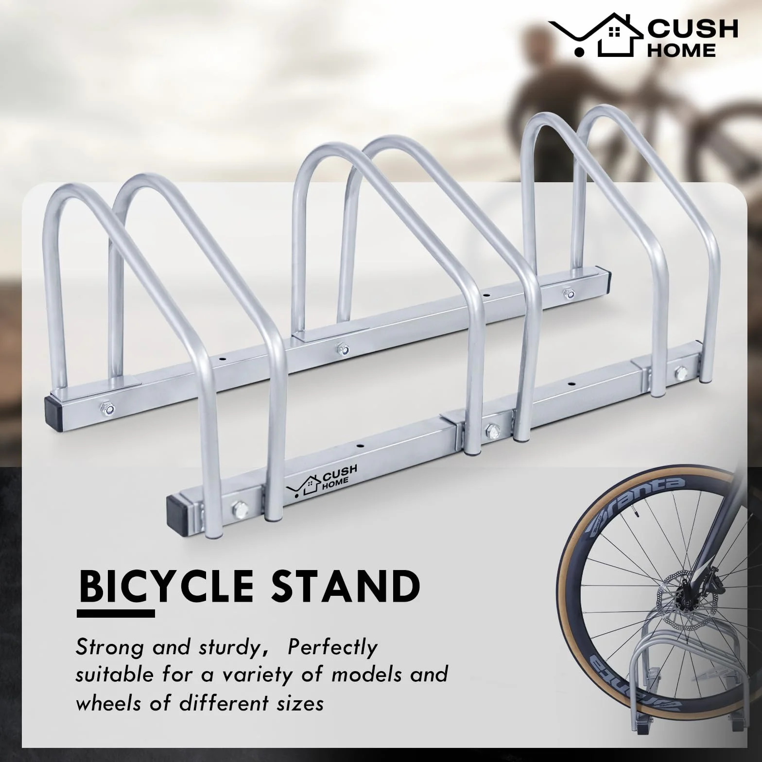 CCLIFE Stojak na 3 rowery o szerokości opon do 55 mm, żelazny uchwyt rowerowy 71 x 32 x 26 cm
